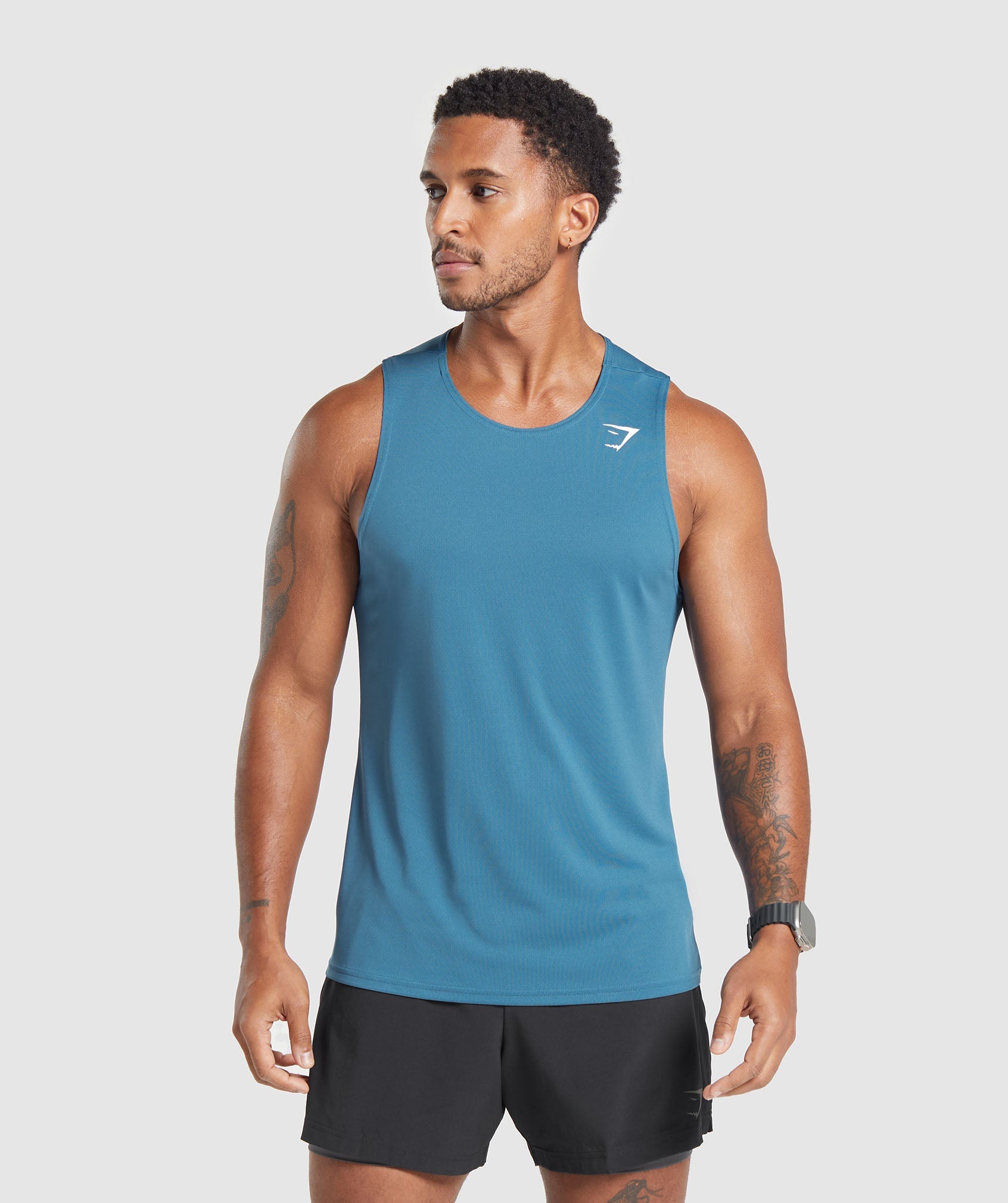 Camiseta Tanktop Gimnasio Hombres Racer Espalda GymShark Tiburón Pequeña  Correa