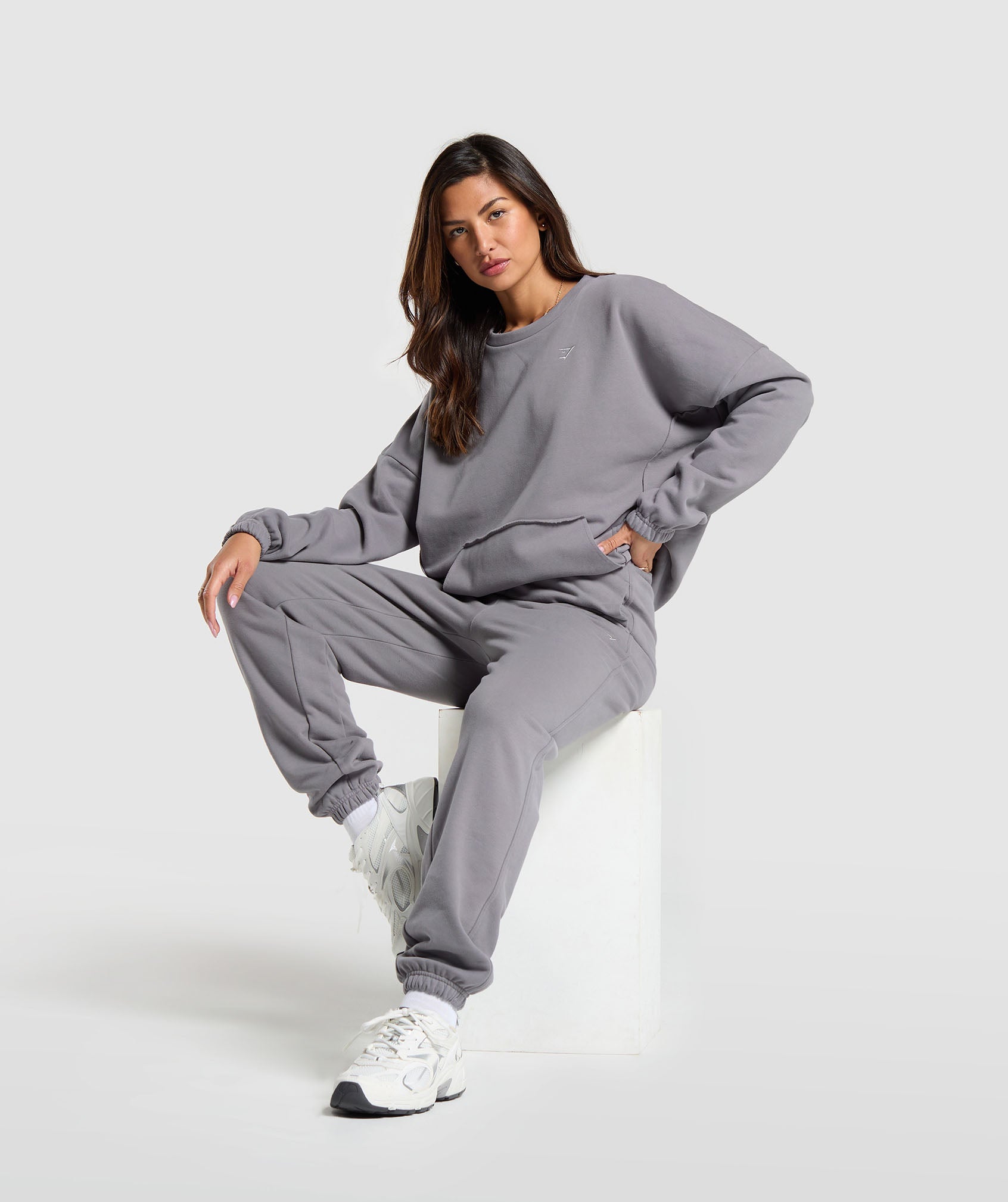 Fleece Oversized Sweatshirt in Medium Grey - view 4