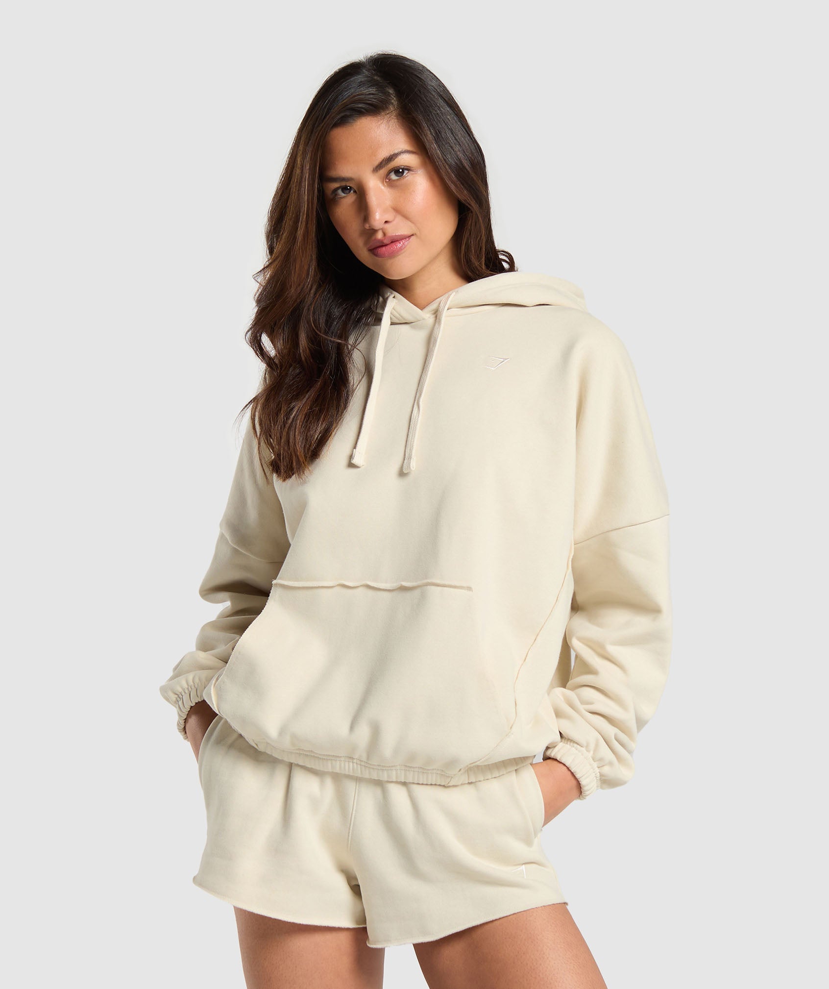 Fleece Oversized Hoodie en Ecru White