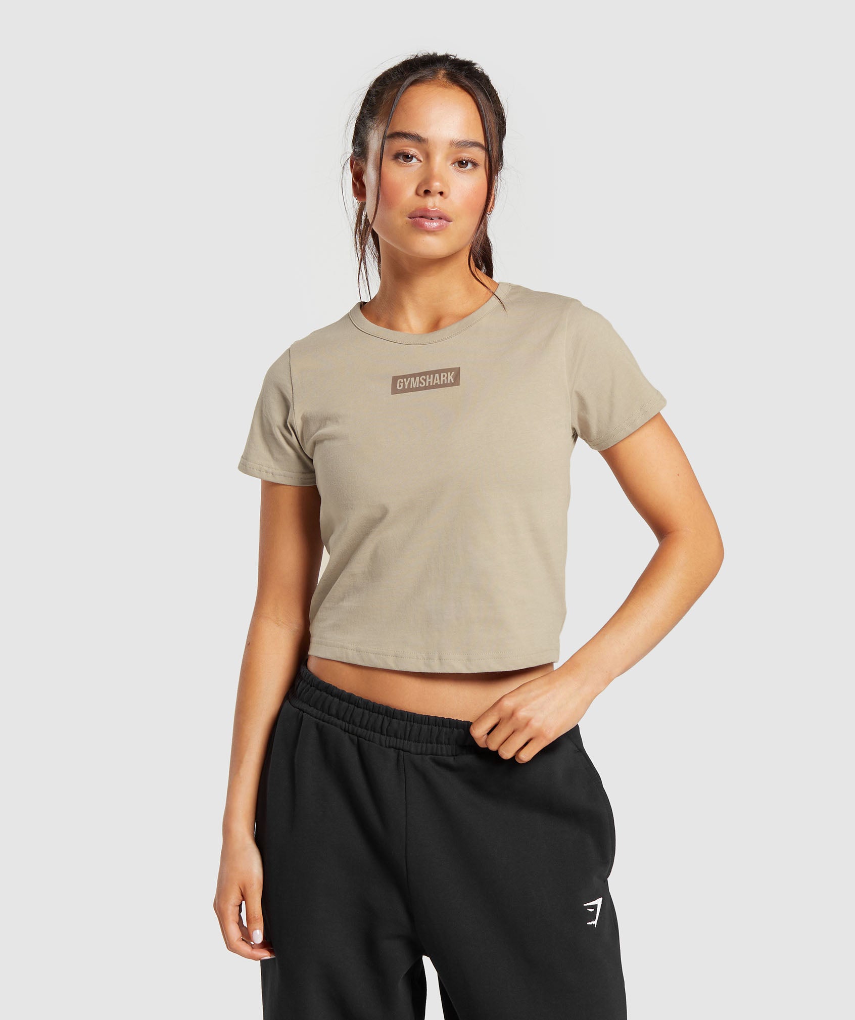 Gymshark Womens Cropped Training T Shirt Gray Marled Stretch Short Sleeve  XS New