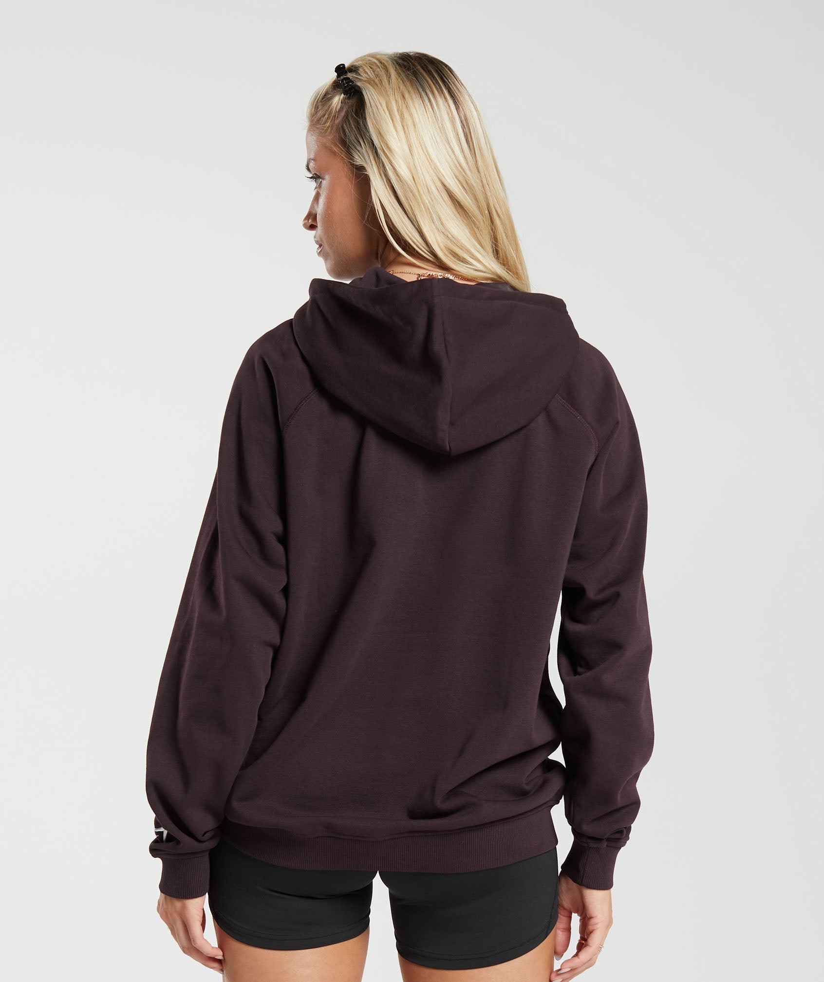 Block Oversized Hoodie in Plum Brown - view 2