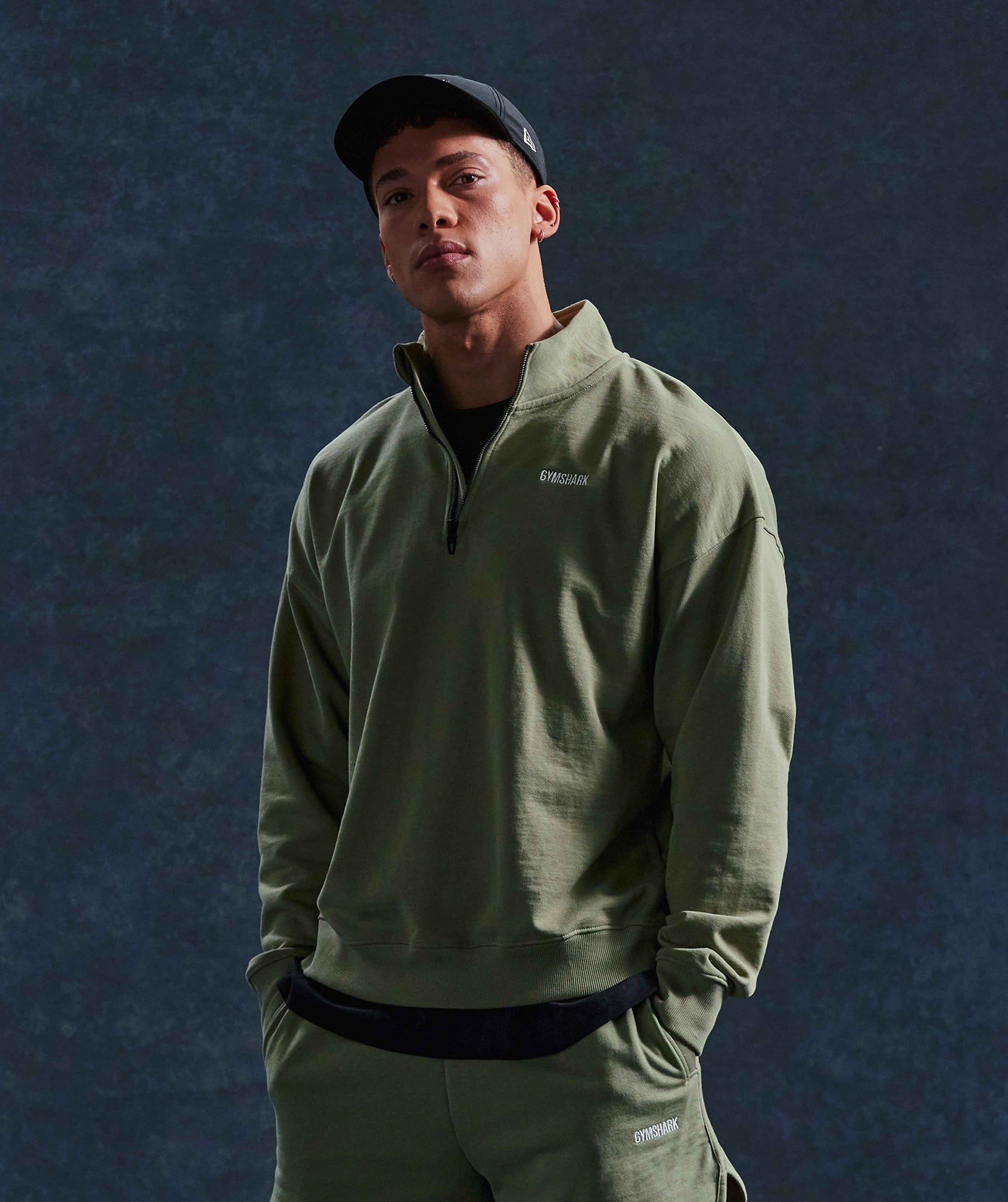 Rest Day Sweats 1/4 Zip in Sage Green - view 1