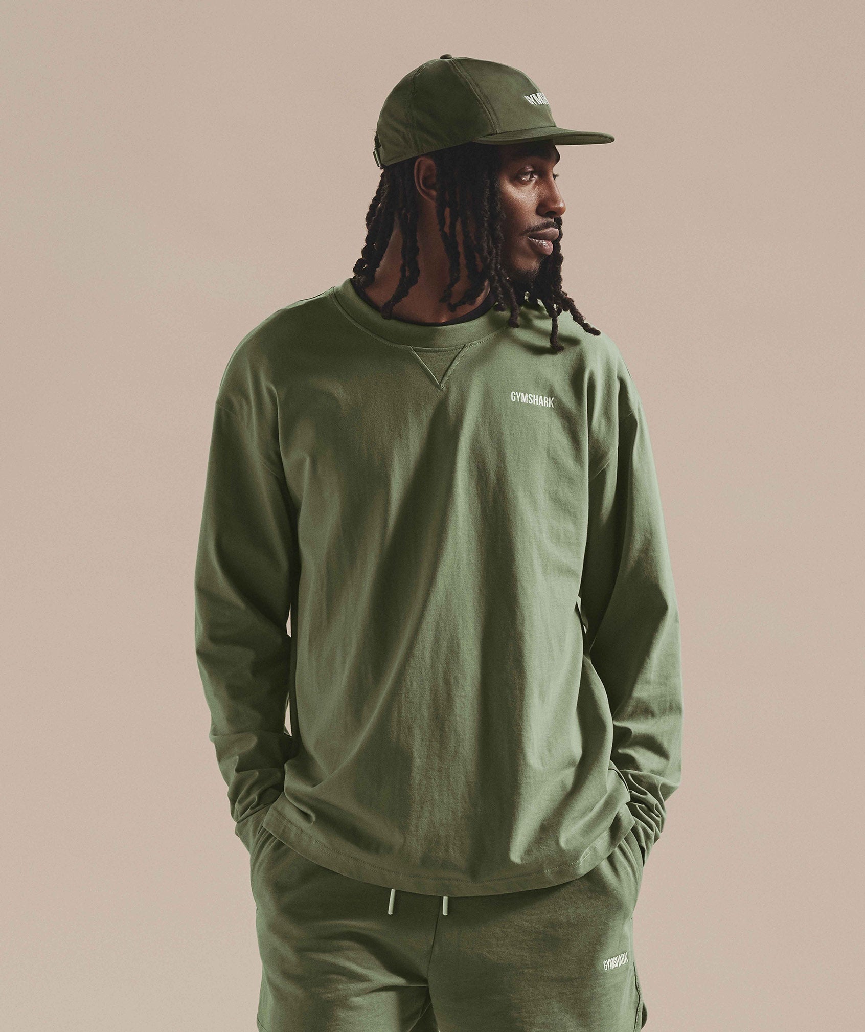 Rest Day Sweats Long Sleeve T-Shirt in Sage Green - view 1