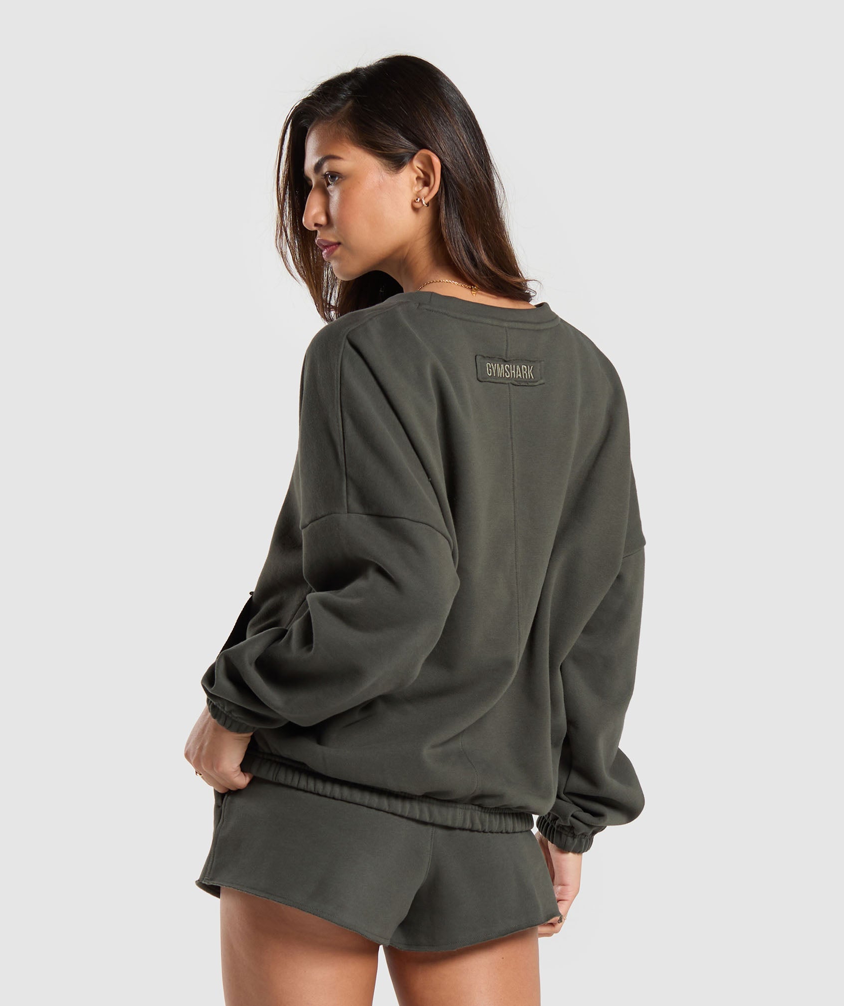 Fleece Oversized Sweatshirt in Strength Green - view 2