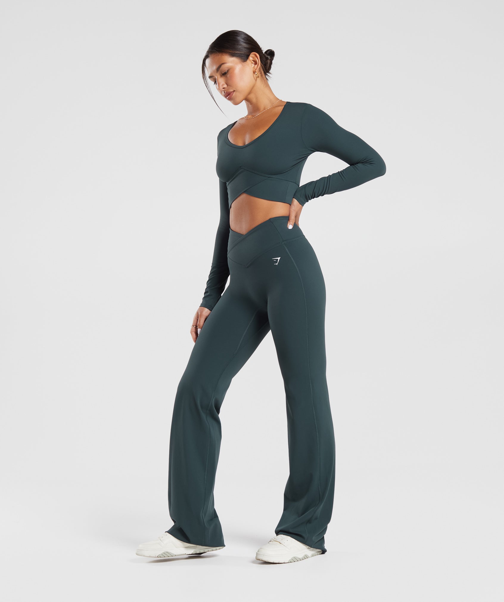 Gymshark, Pants & Jumpsuits, Gymshark Crossover Legging Darkest Teal Green  Women Small Gym Workout Athleisure