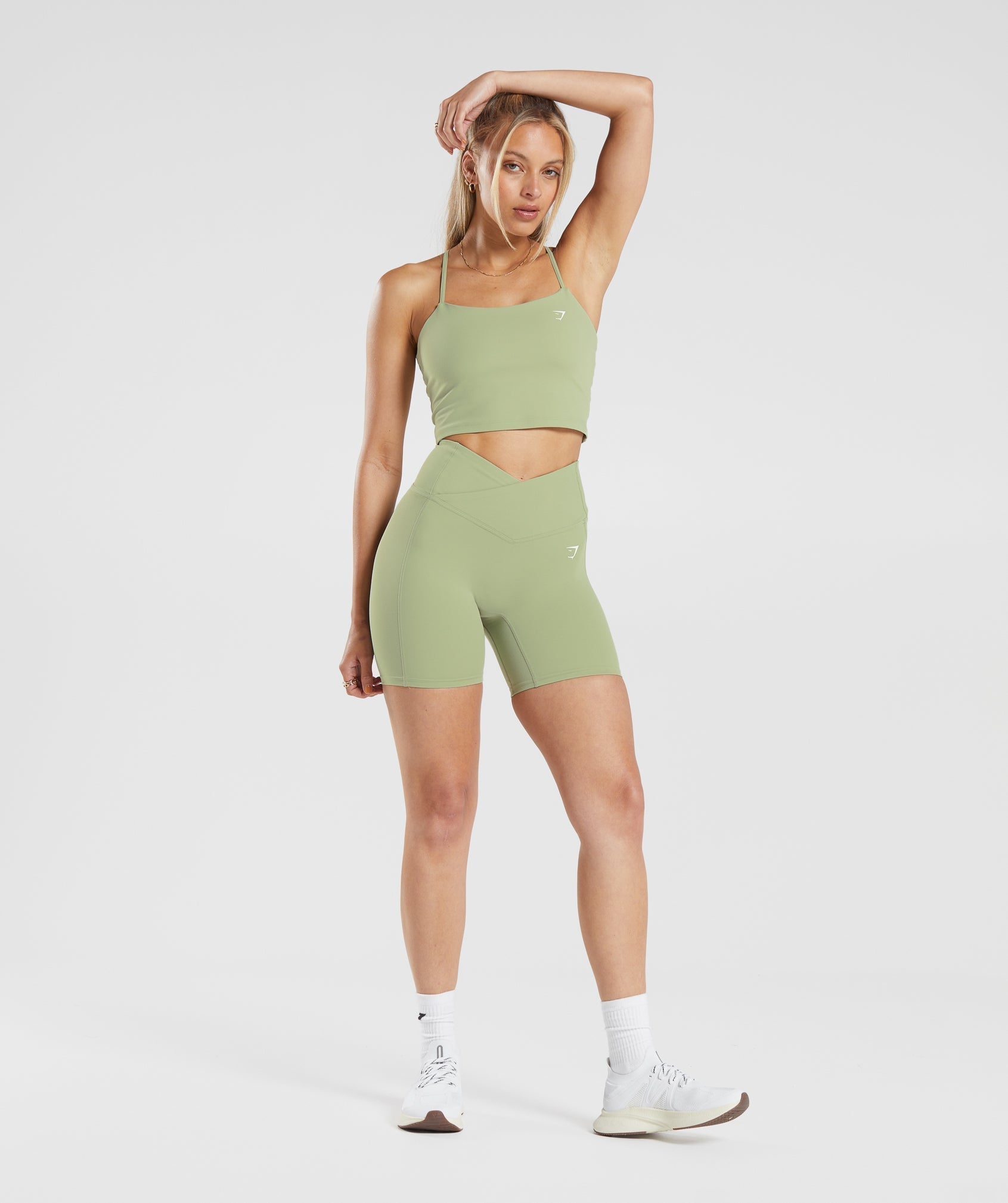 Crossover Shorts in Light Sage Green - view 4