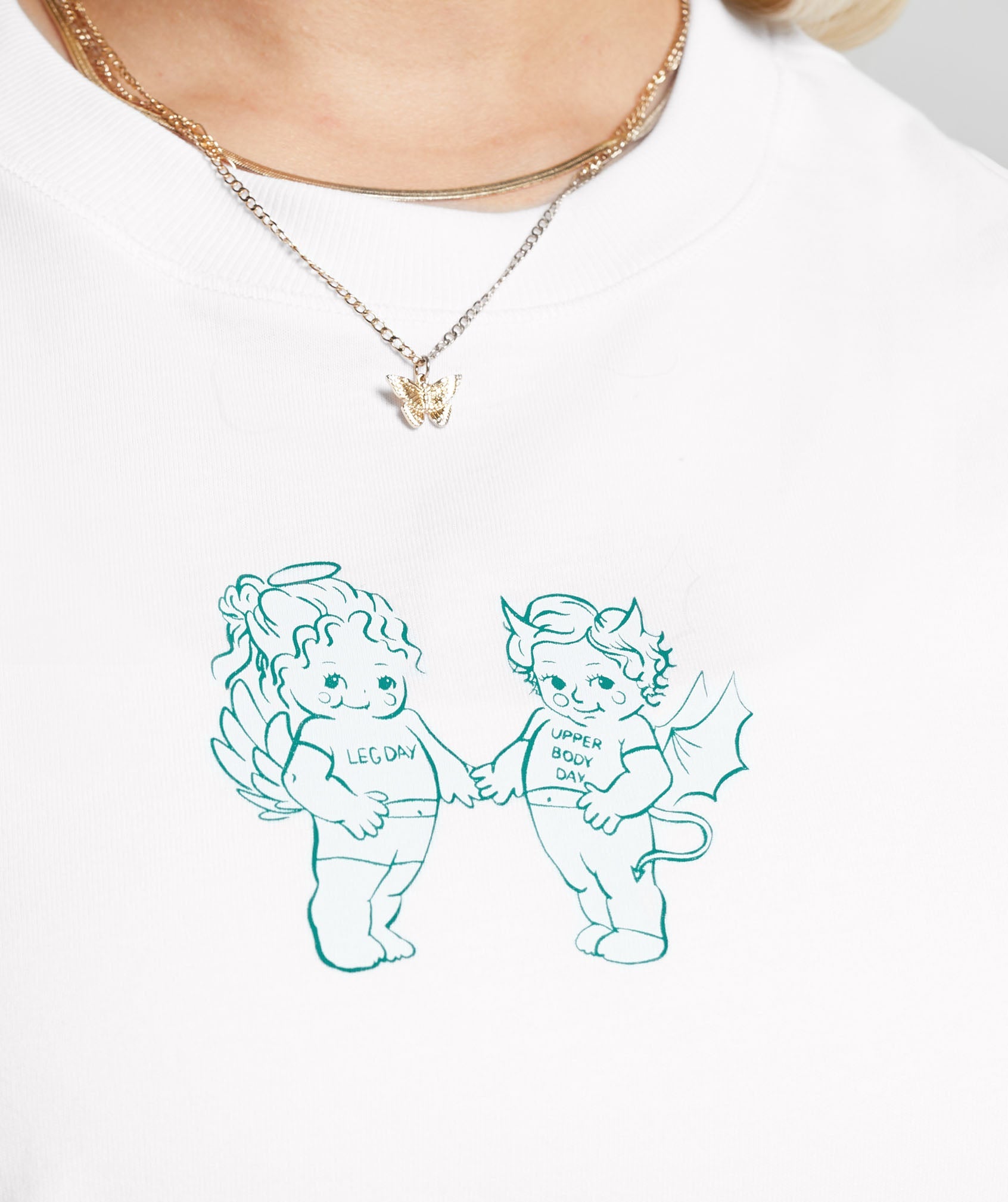 Cherub Graphic Crop Top in White - view 6