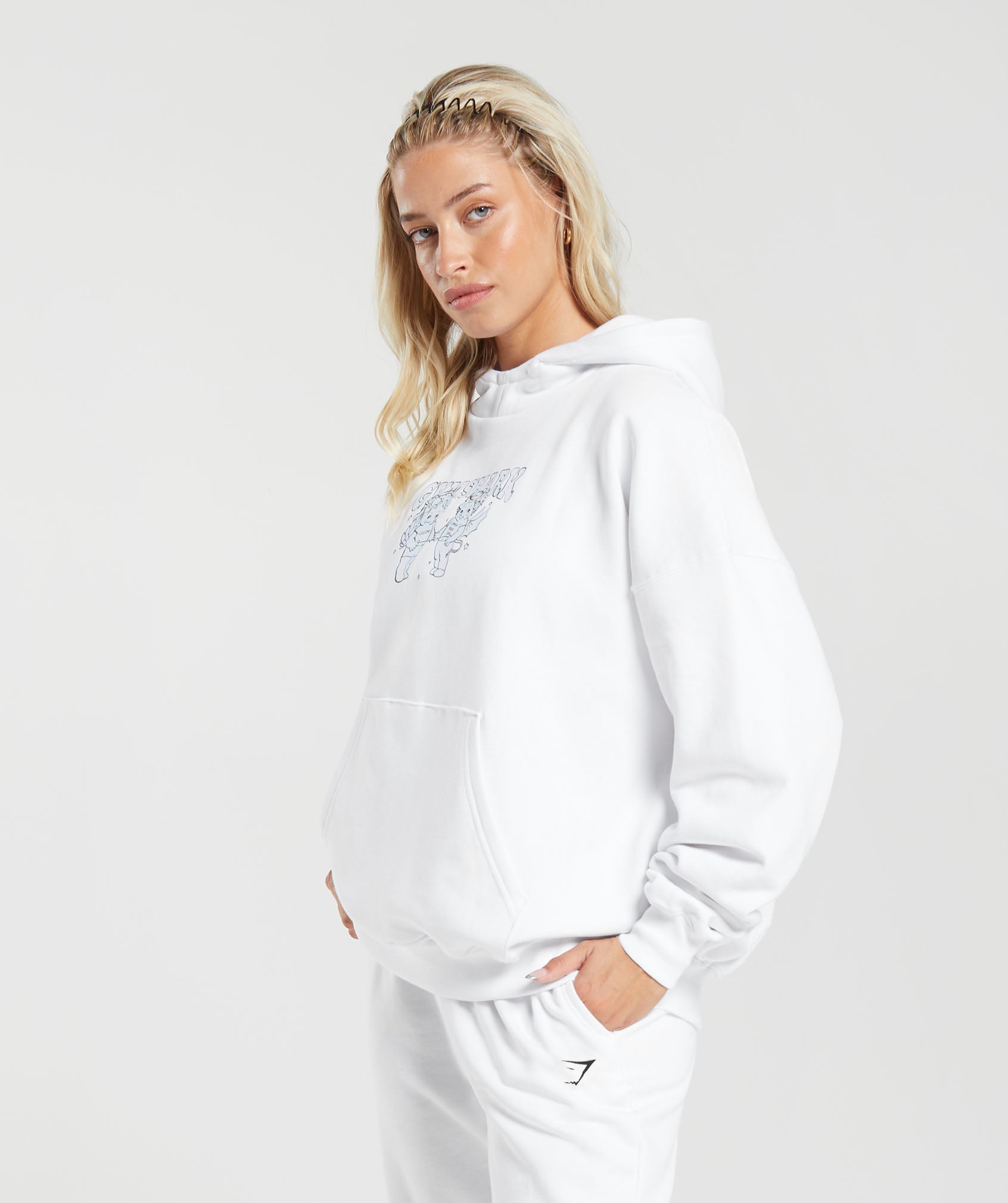 Cherub Graphic Hoodie in White - view 3