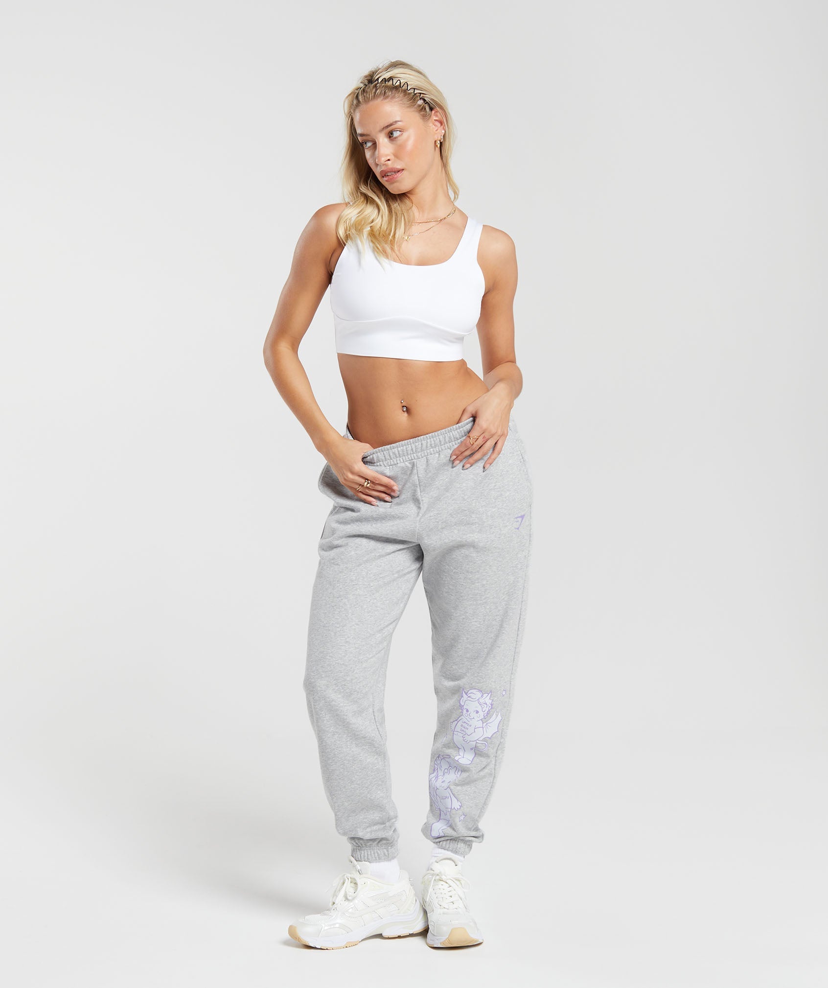 Cherub Graphic Joggers in Light Grey Core Marl - view 4