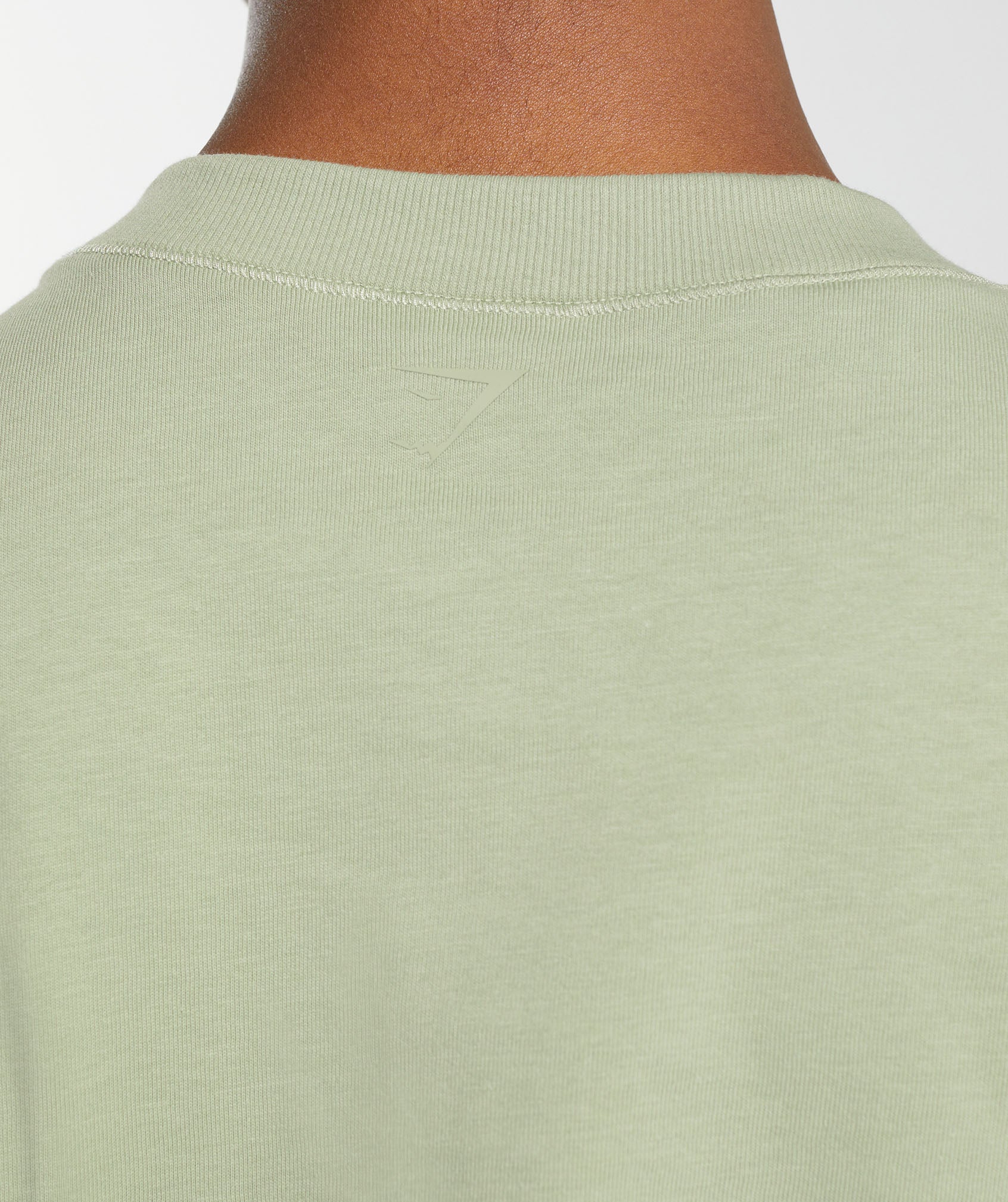 Cotton Boxy Crop Top in Faded Green - view 6