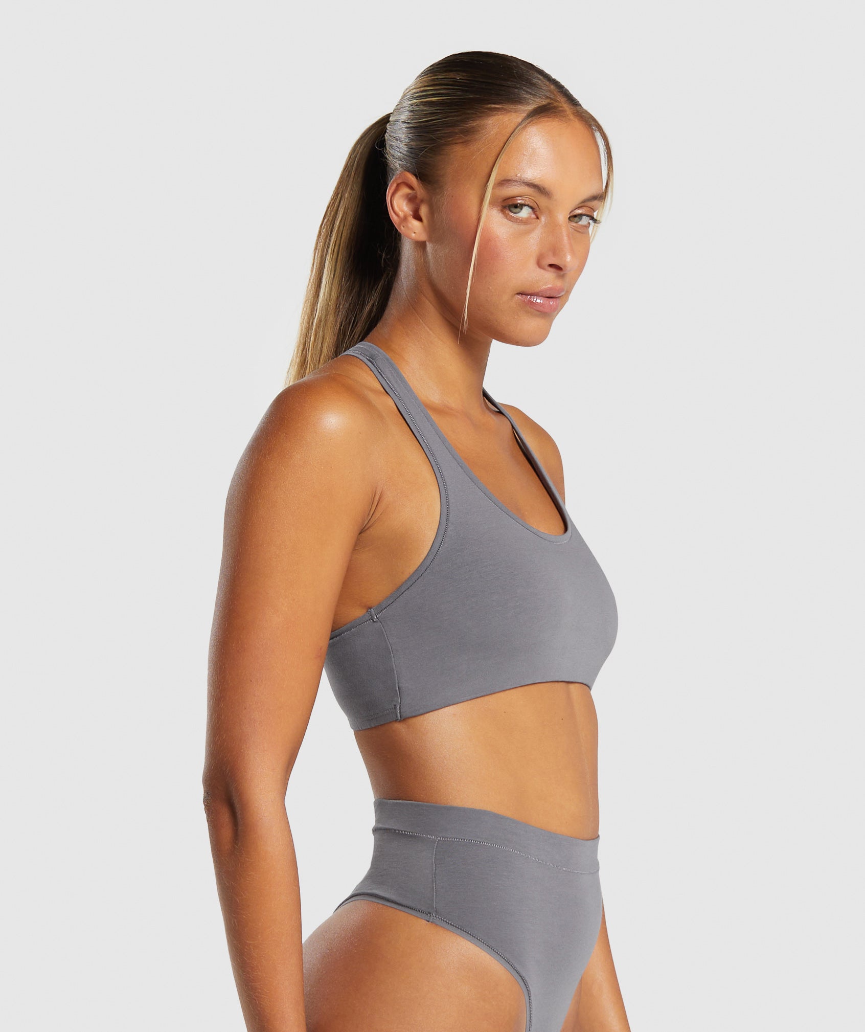 Cotton Bralette in Brushed Grey - view 3