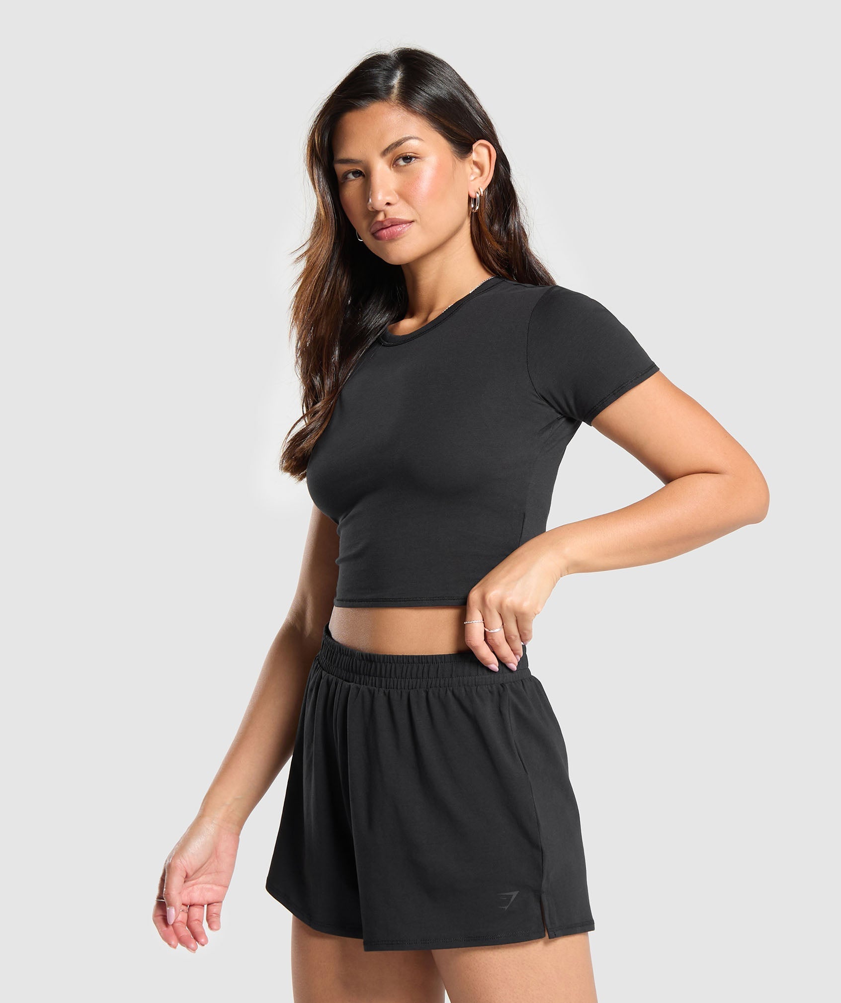 Cotton Crop Top in Black - view 3