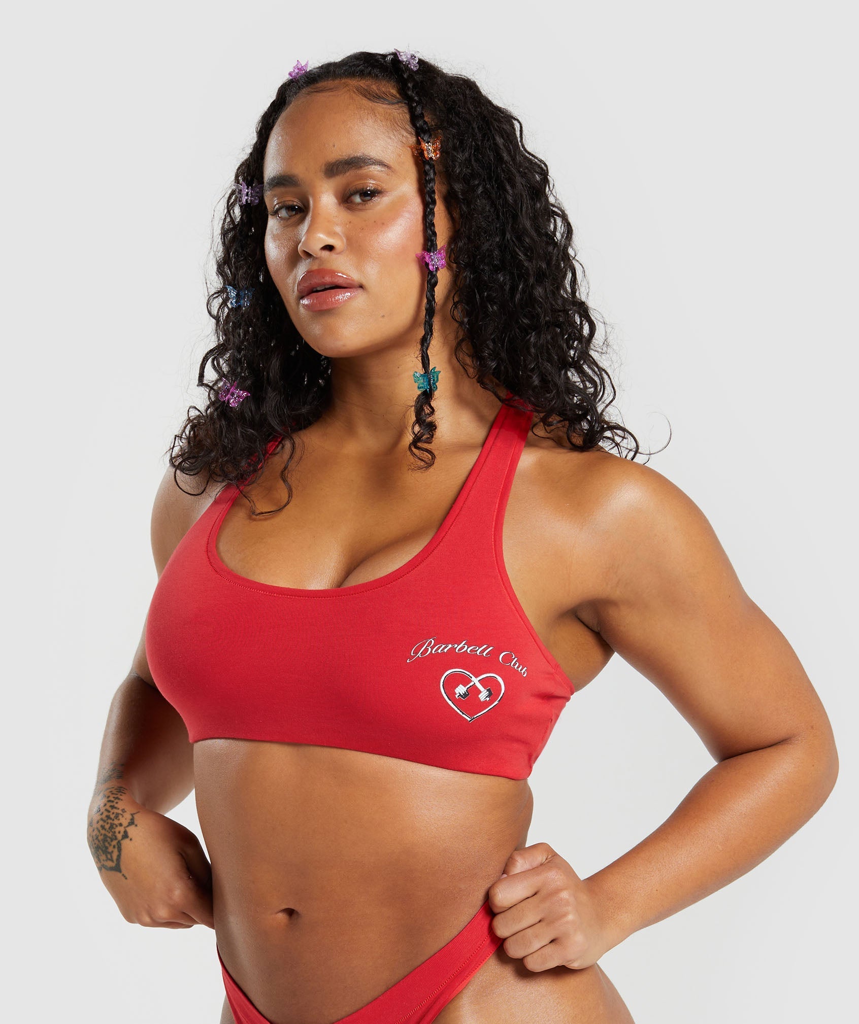 Cotton Graphic Bralette in Jamz Red - view 3