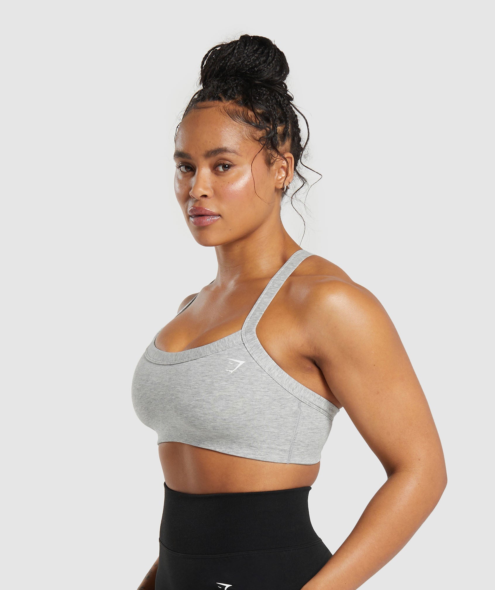 Cotton Lifting Sports Bra in Light Grey Core Marl - view 3