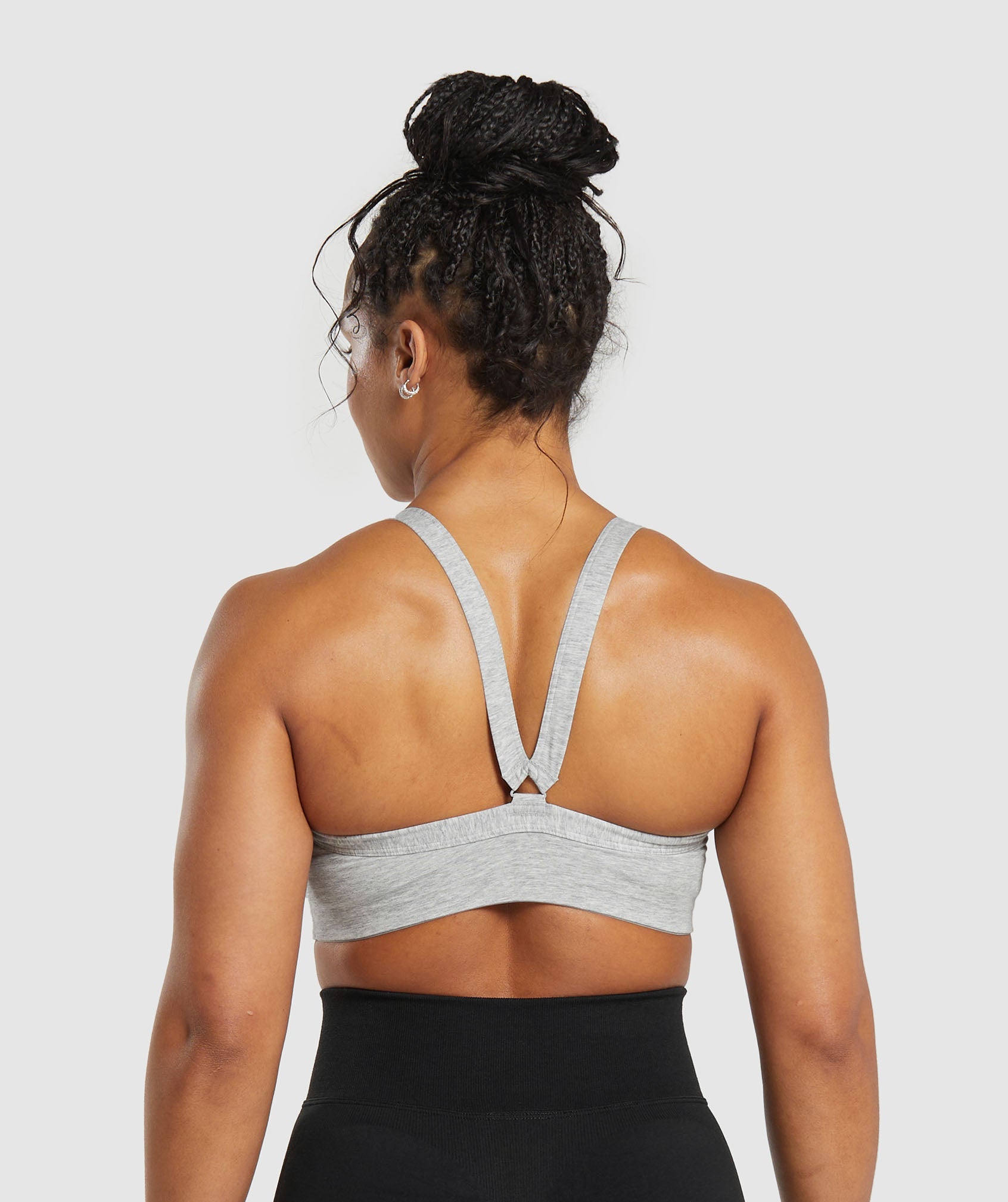 Cotton Lifting Sports Bra in Light Grey Core Marl - view 2