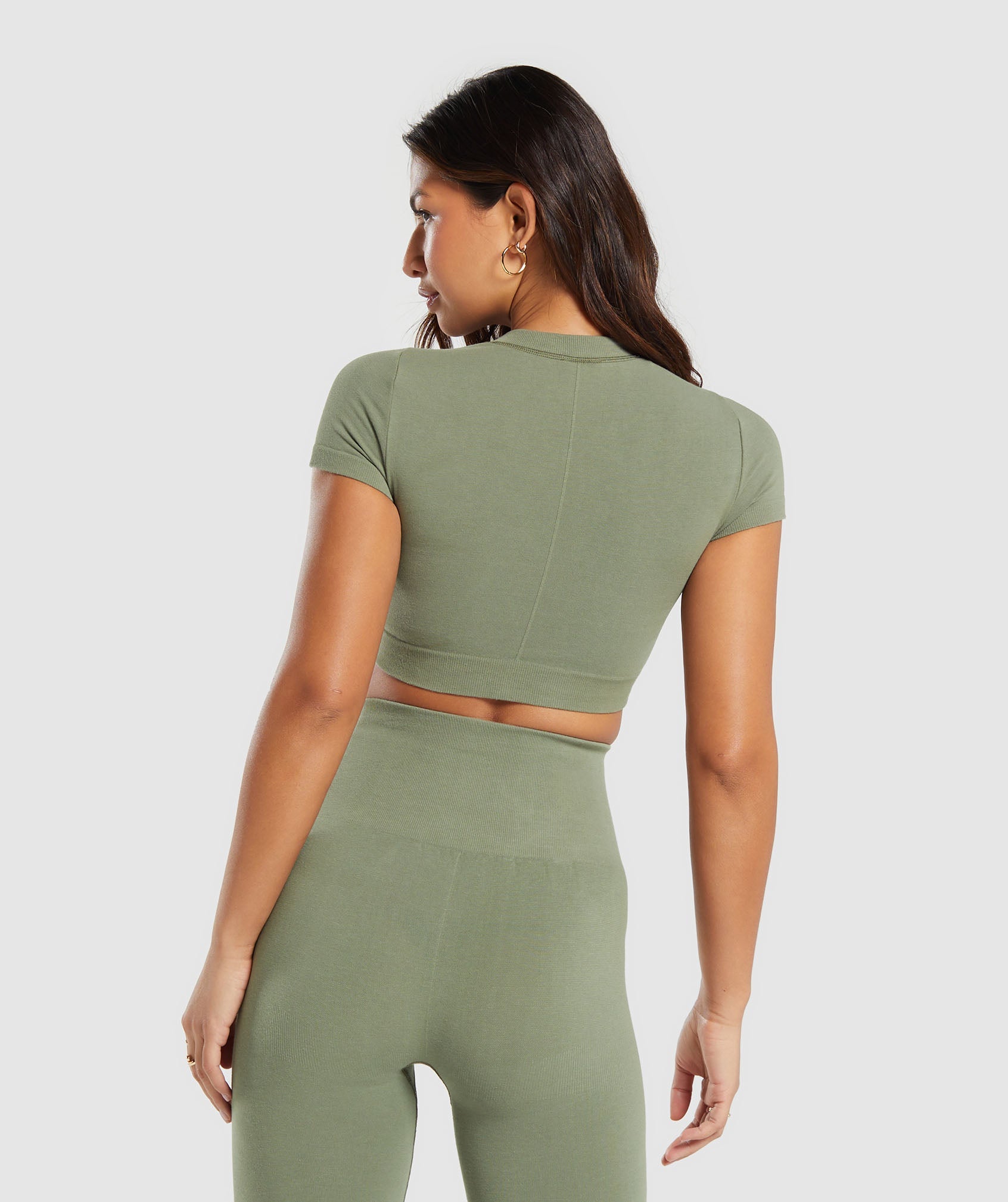 Cotton Seamless Crop Top in Base Green - view 7