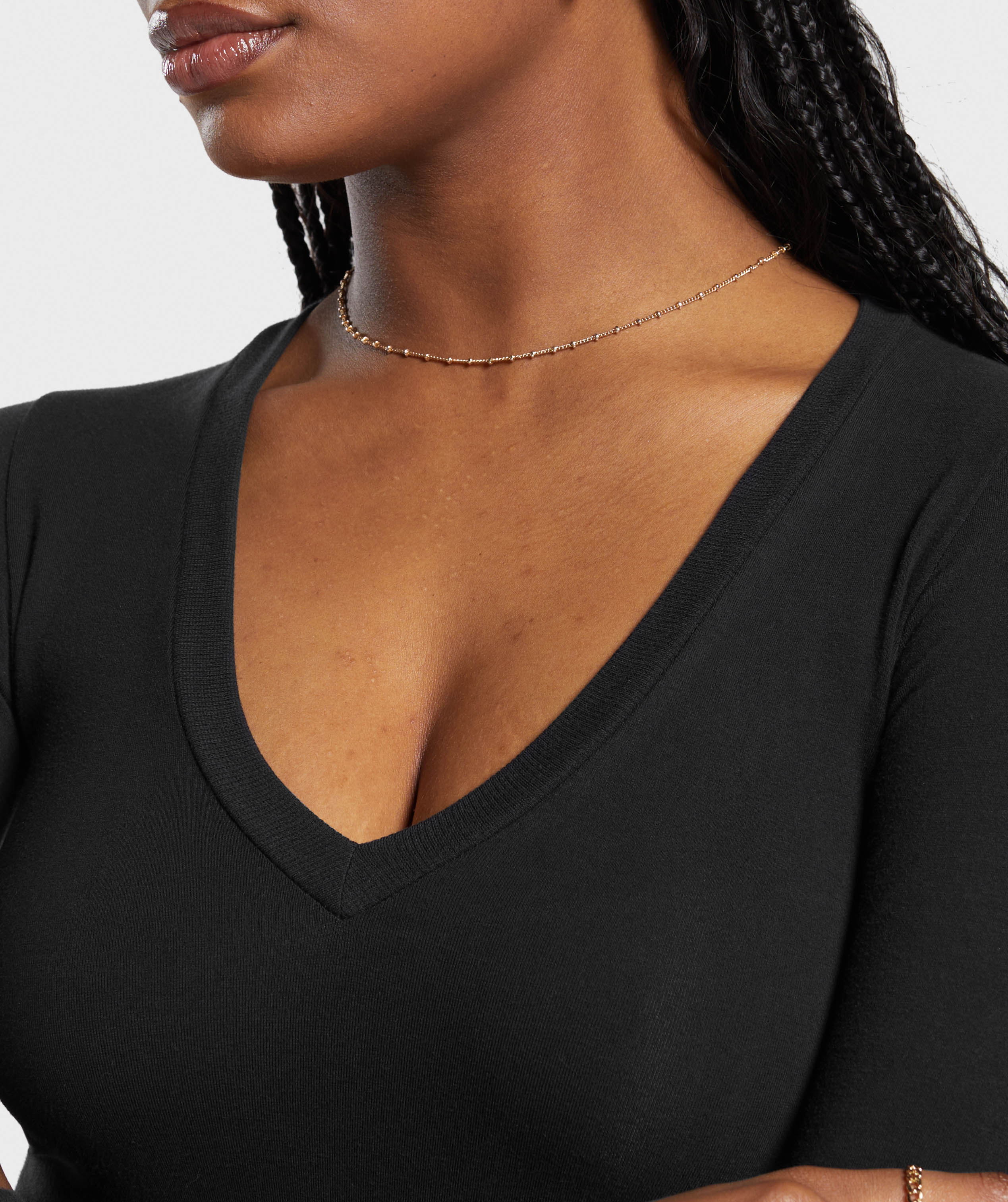 Cotton Seamless Long Sleeve Midi Top in Black - view 6