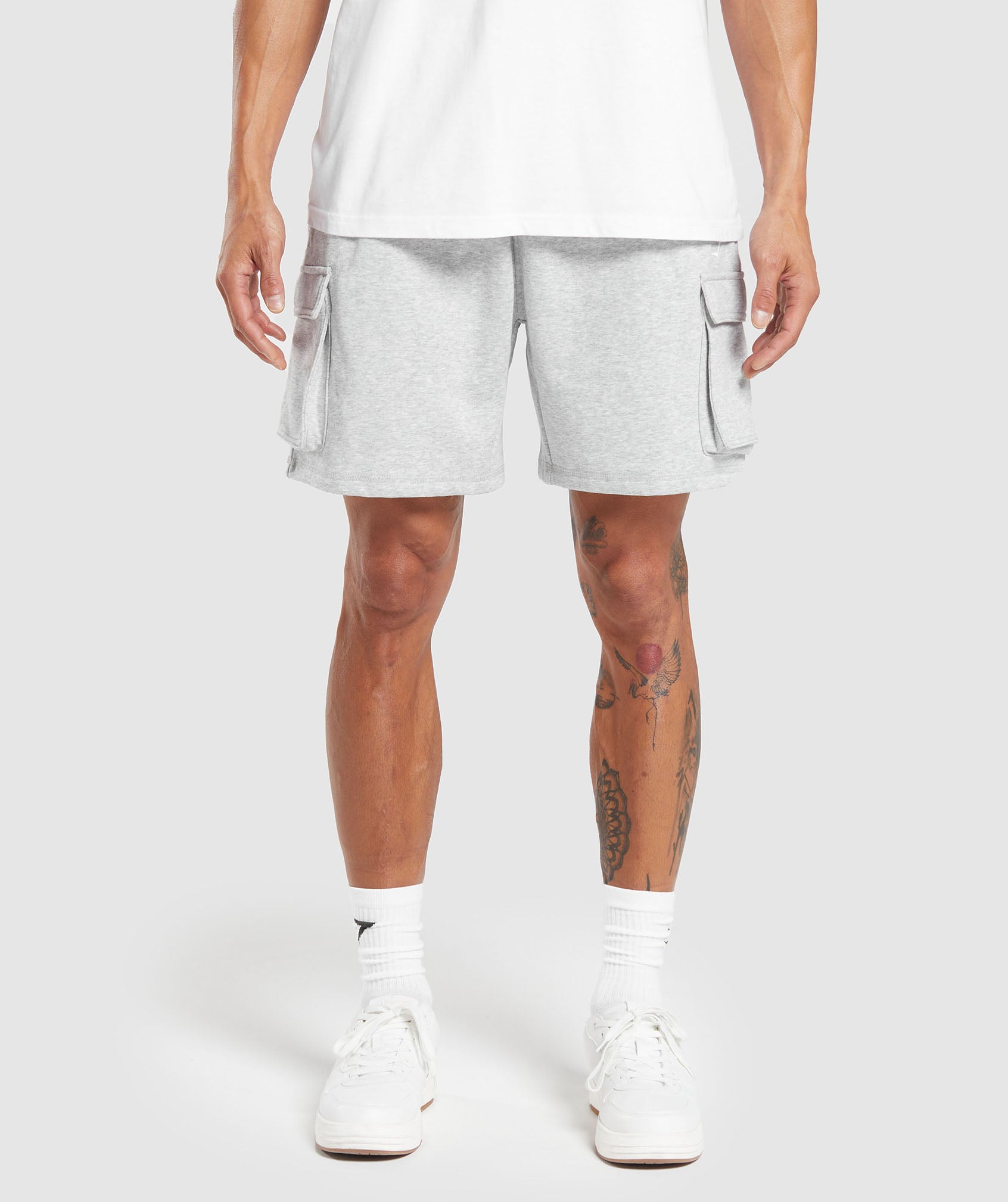 Crest Cargo Shorts in Light Grey Marl - view 1