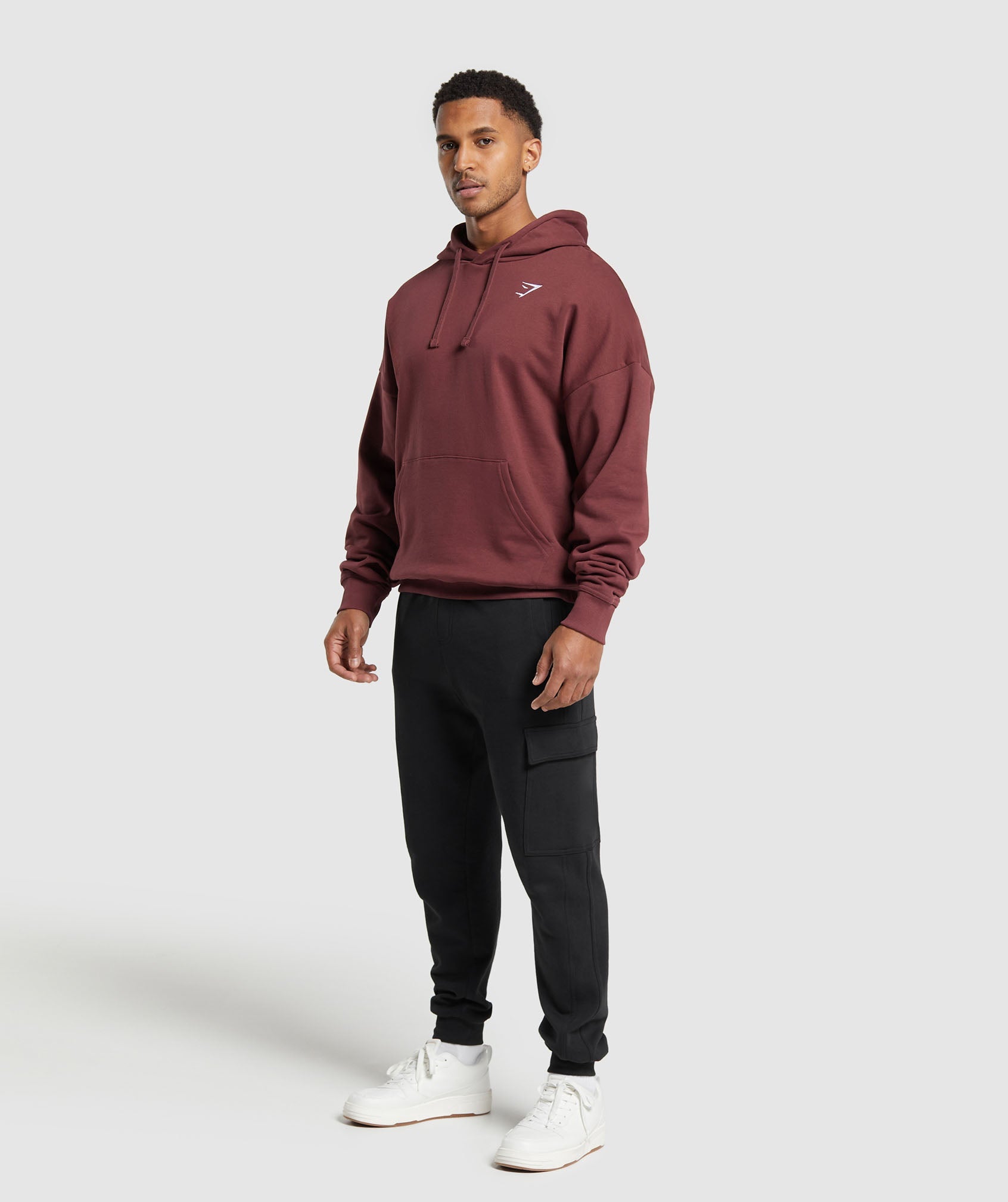 Crest Oversized Hoodie in Burgundy Brown - view 4