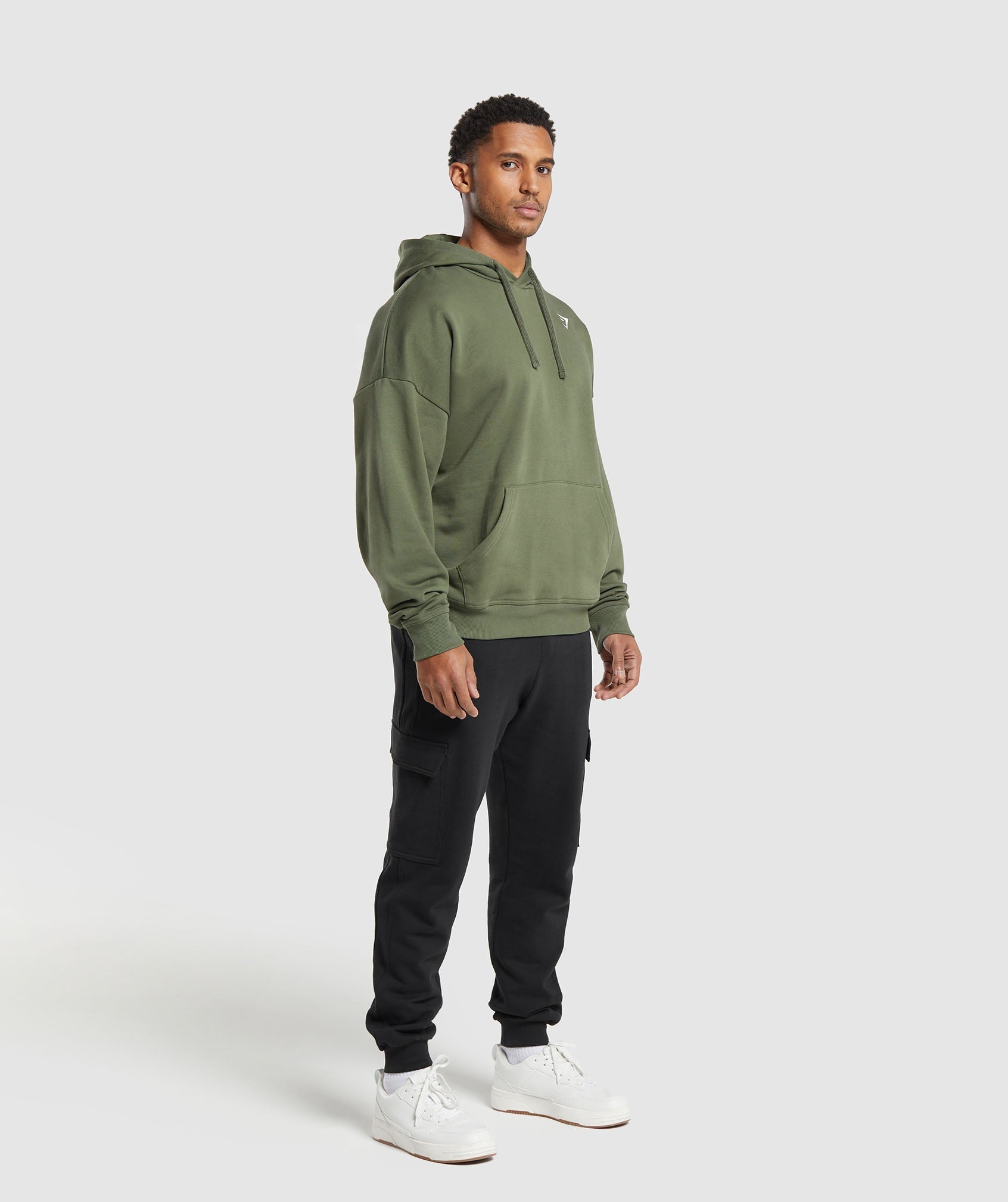 Crest Oversized Hoodie in Core Olive - view 4