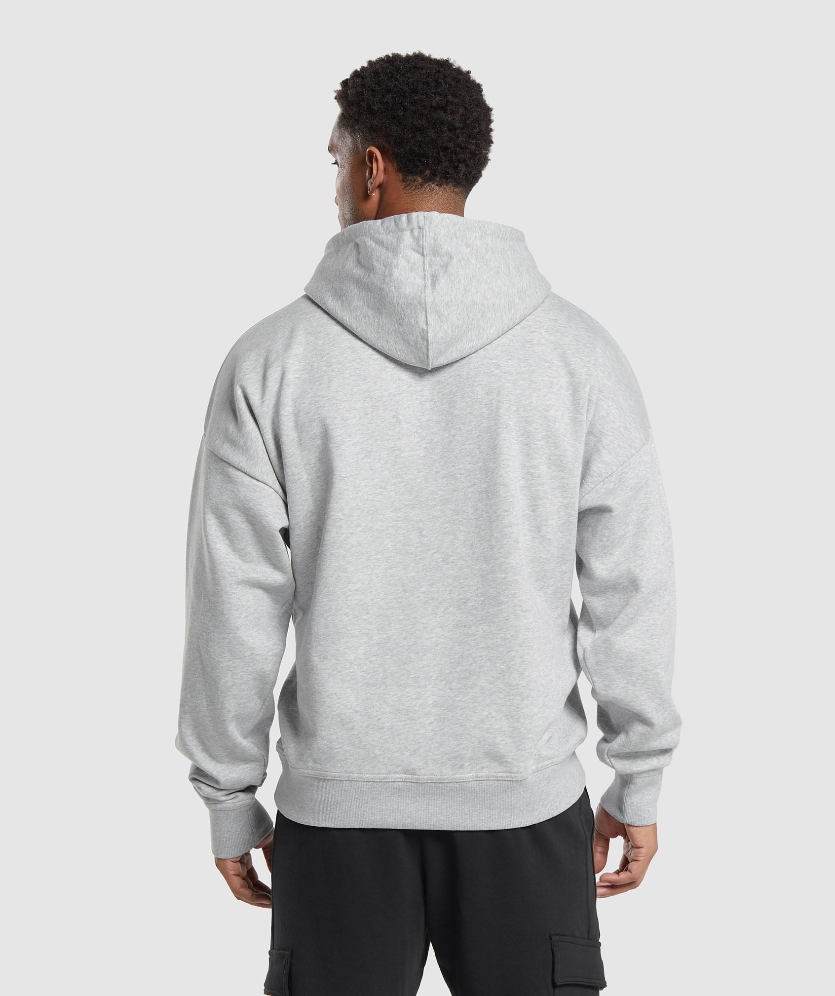 Crest Oversized Hoodie in Light Grey Marl - view 2