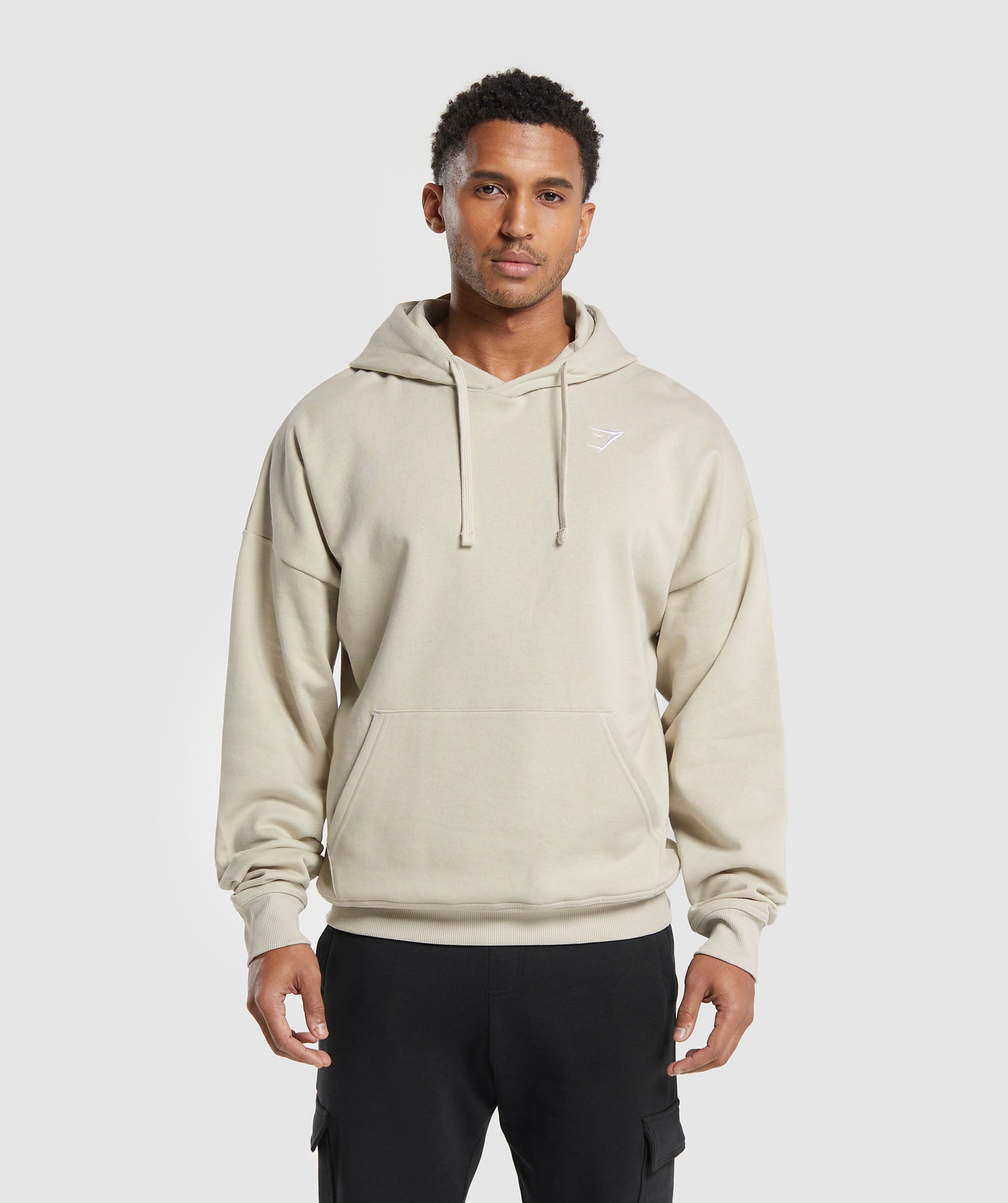 Crest Oversized Hoodie en Pebble Grey