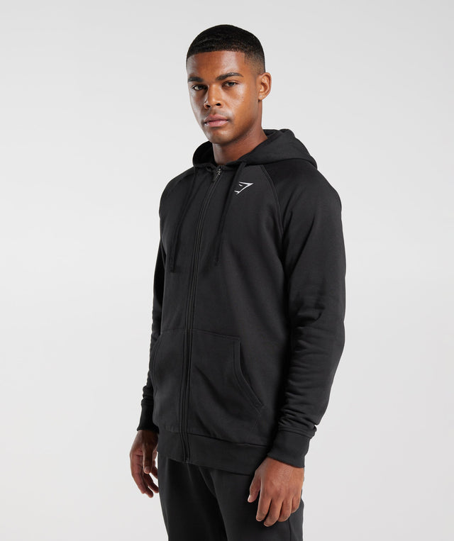 Gymshark Crest Zip Up Hoodie - Black | Gymshark