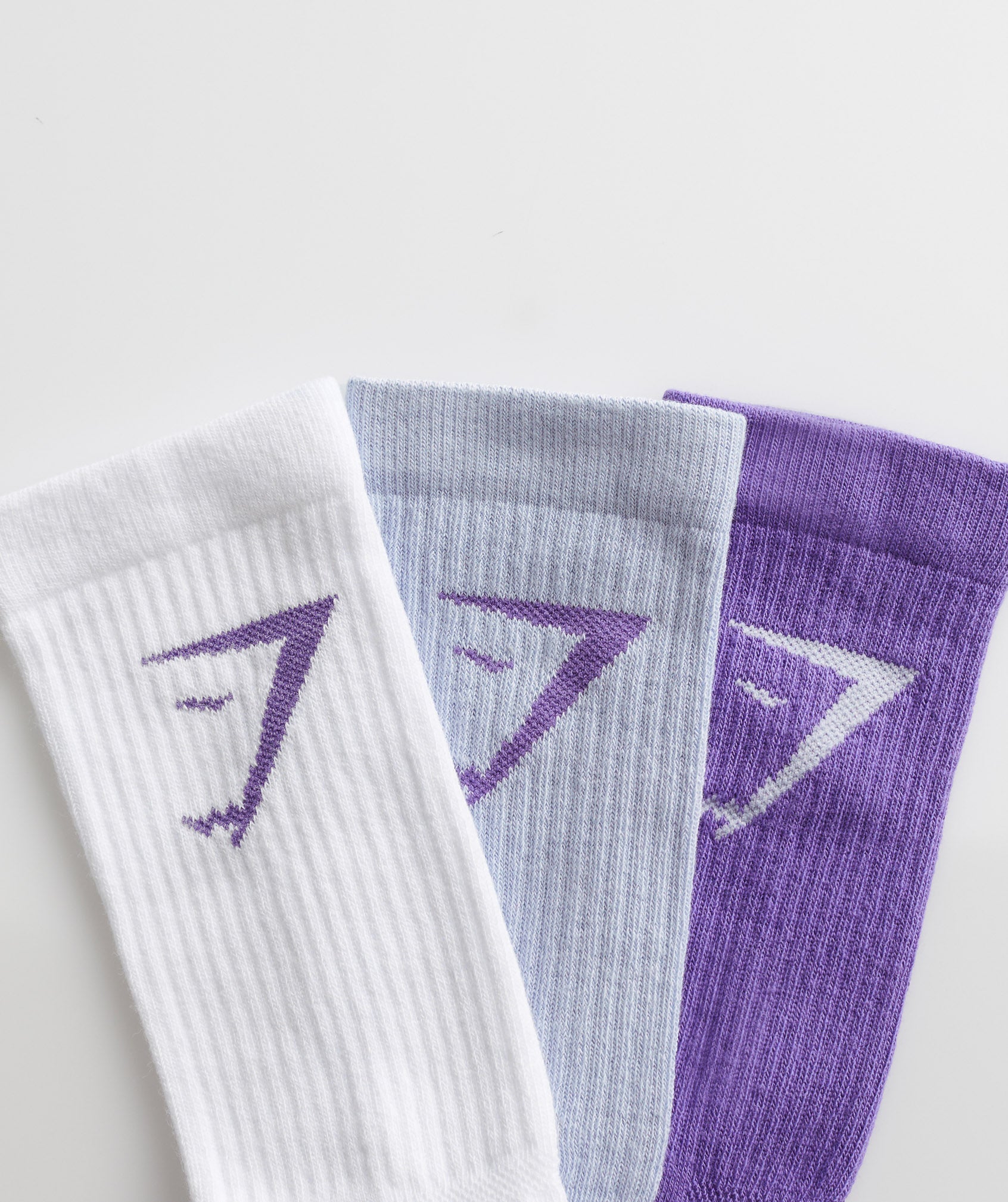 Gymshark Crew Socks 3pk - Stellar Purple/Silver Lilac/White
