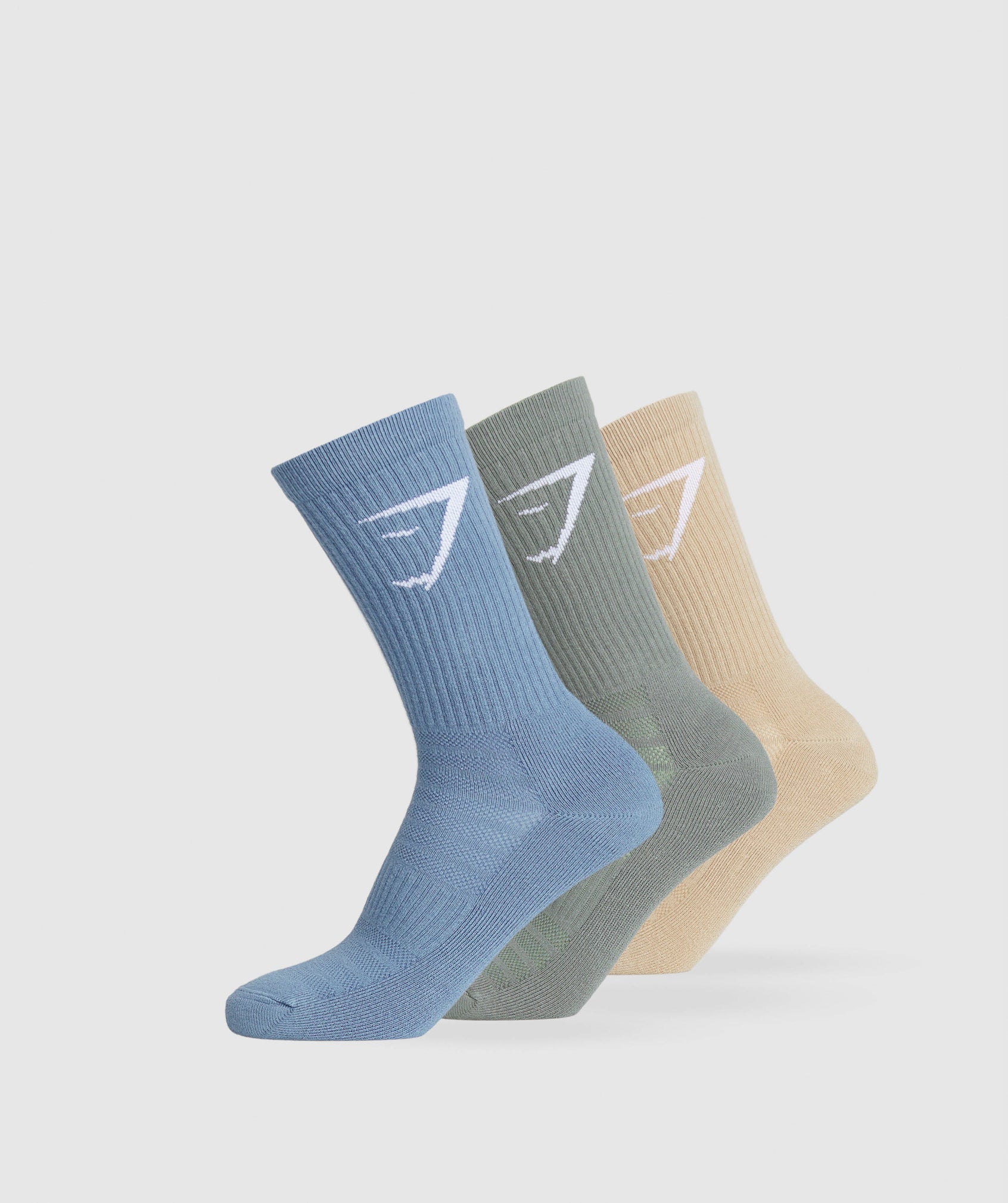 Crew Socks 3pk in Vanilla Beige/Unit Green/Faded Blue is out of stock