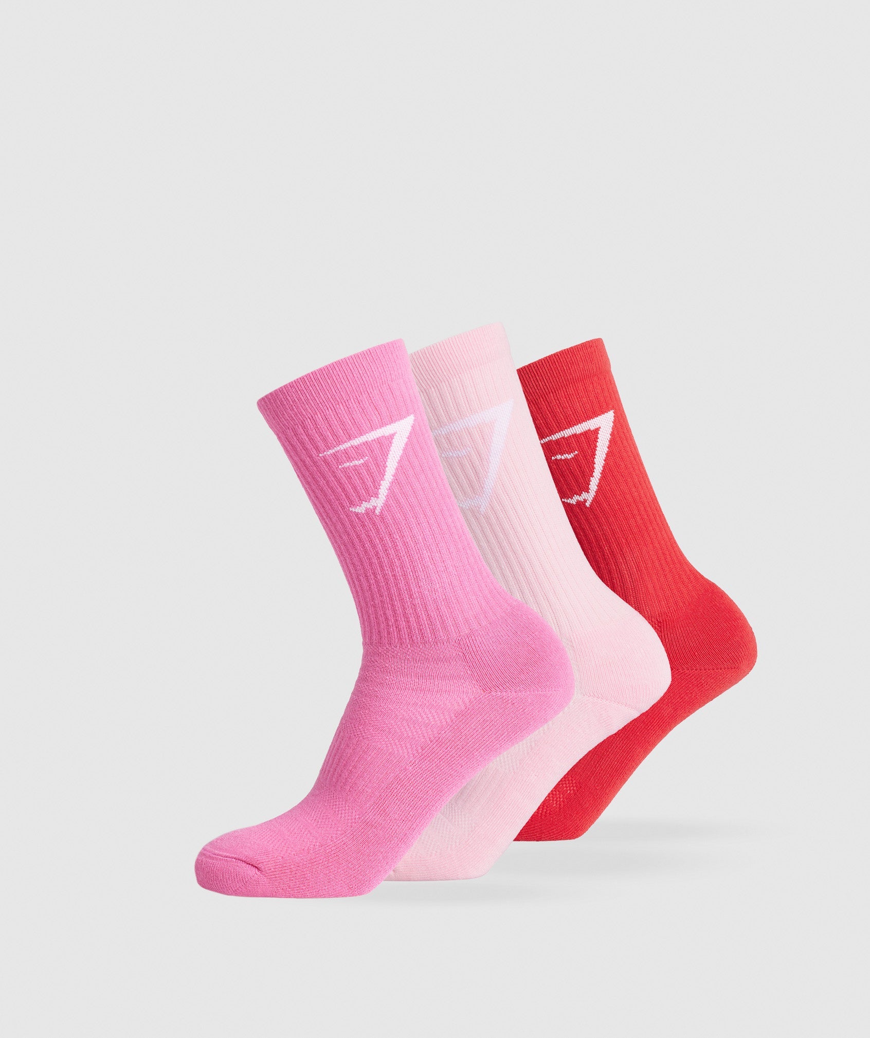 Crew Socks 3pk en Dolly Pink/Fetch Pink/Jamz Red