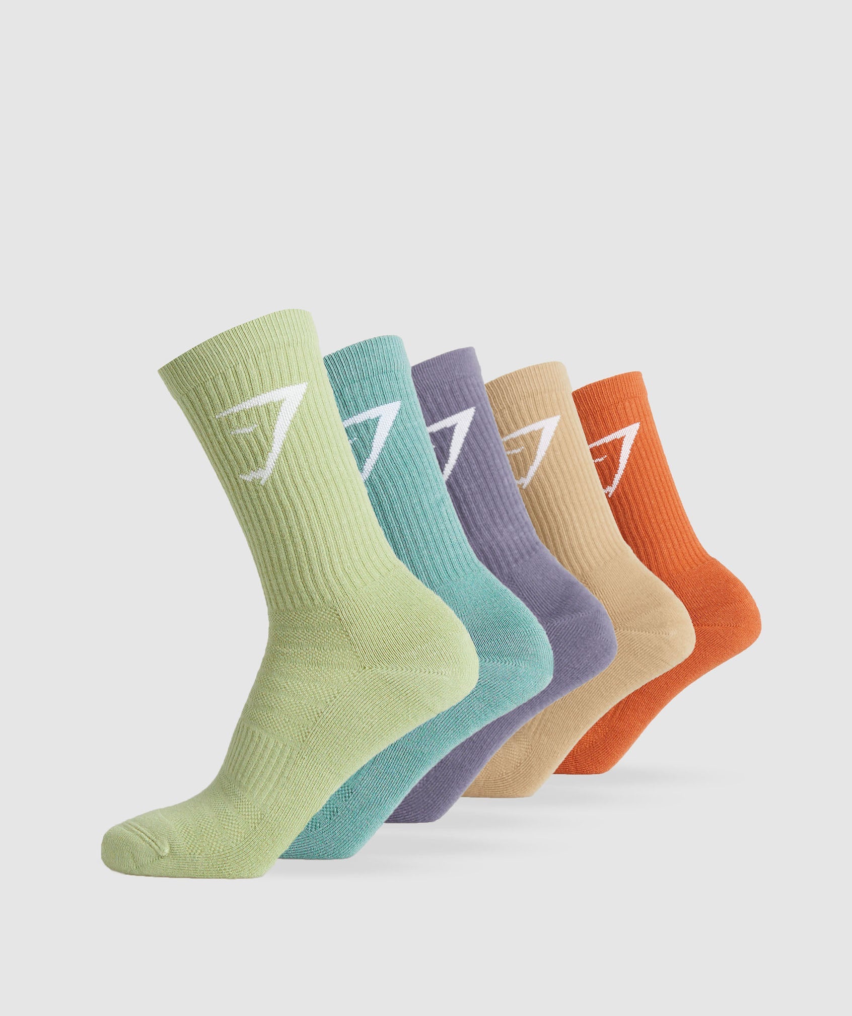 Gymshark Crew Socks 5pk - Orange/Brown/Purple/Blue/Green | Gymshark