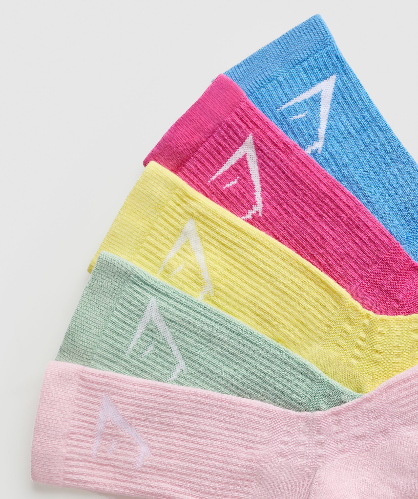 Crew Socks 5pk in Pink/Yellow/Green/Pink/Blue - view 2