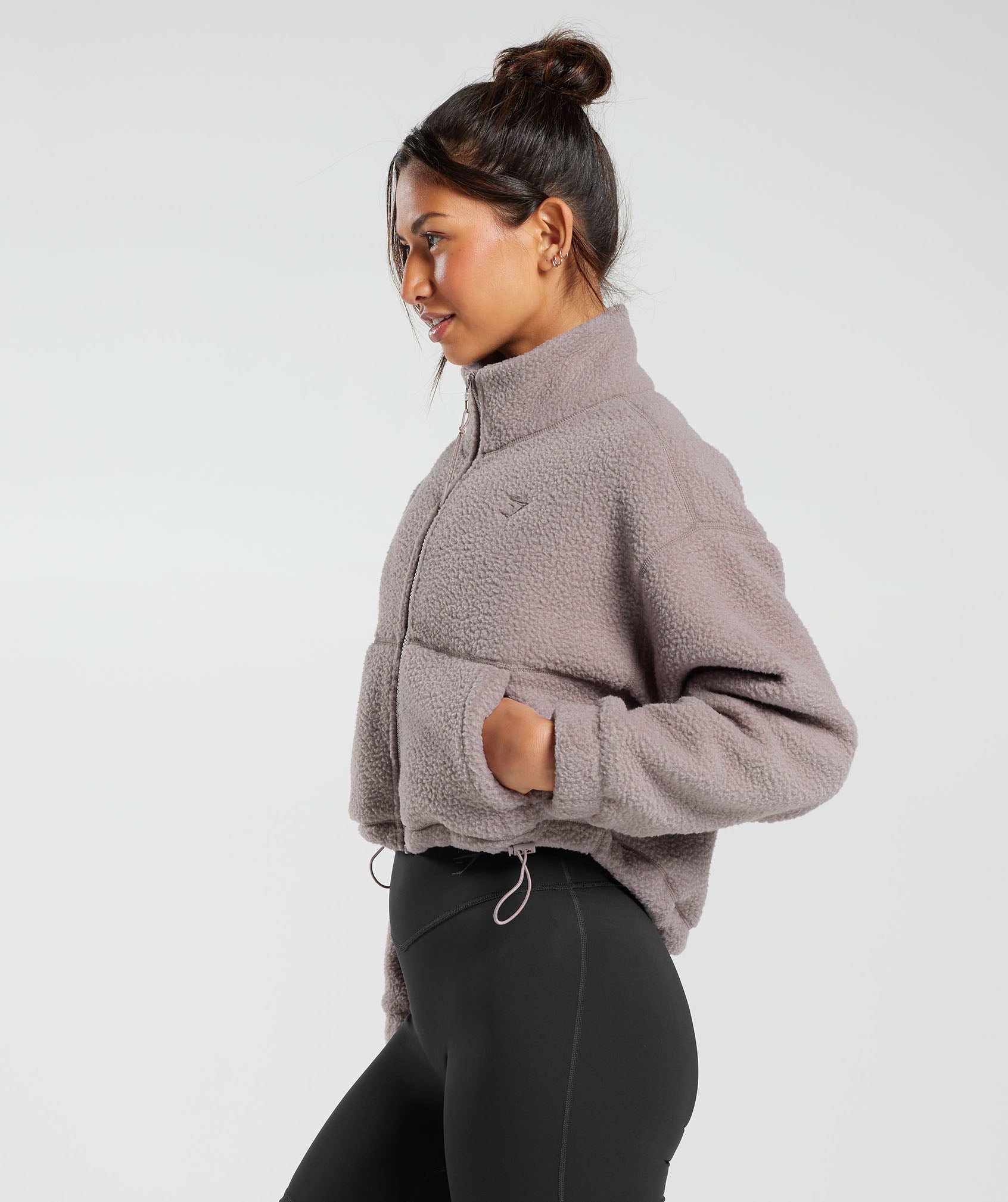 Elevate Fleece Midi Jacket in Washed Mauve - view 5