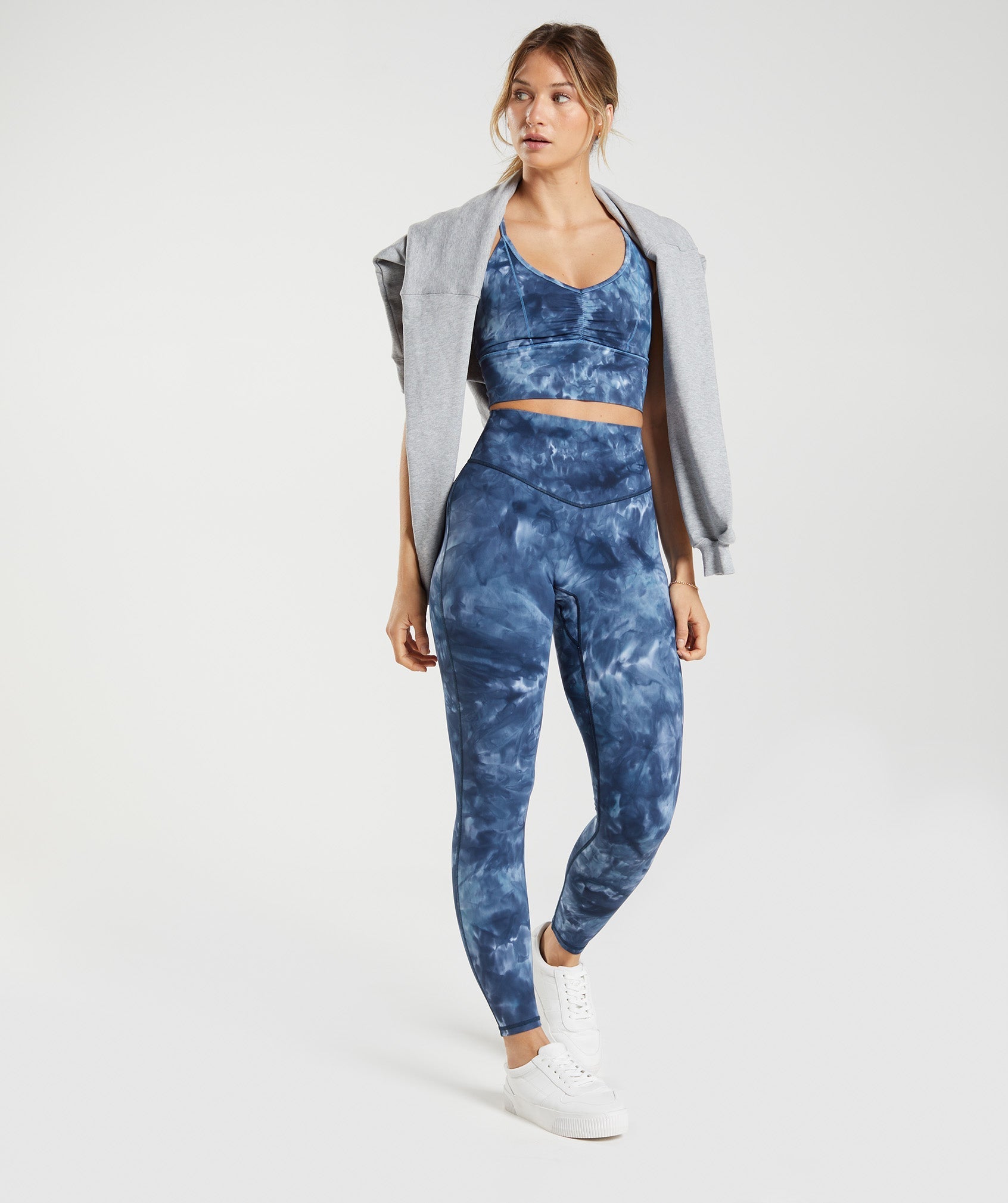 Elevate Longline Sports Bra in Lakeside Blue Spray Dye