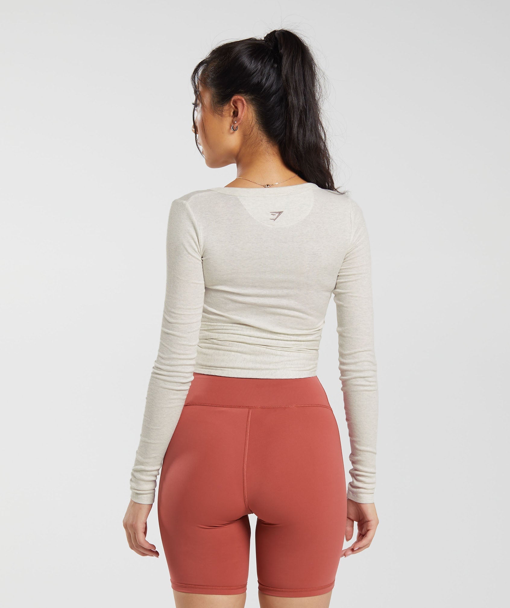 Elevate Wrap Long Sleeve Top in Frost White Marl - view 2