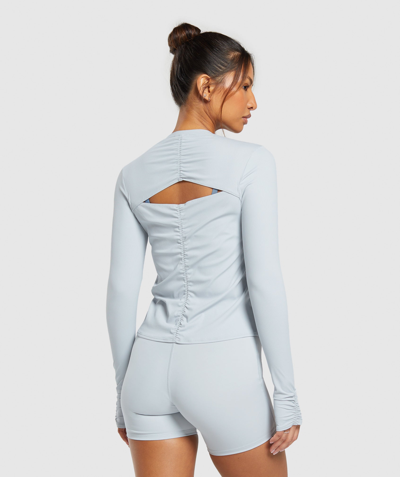 Elevate Long Sleeve Ruched Top in Fresh Blue - view 2