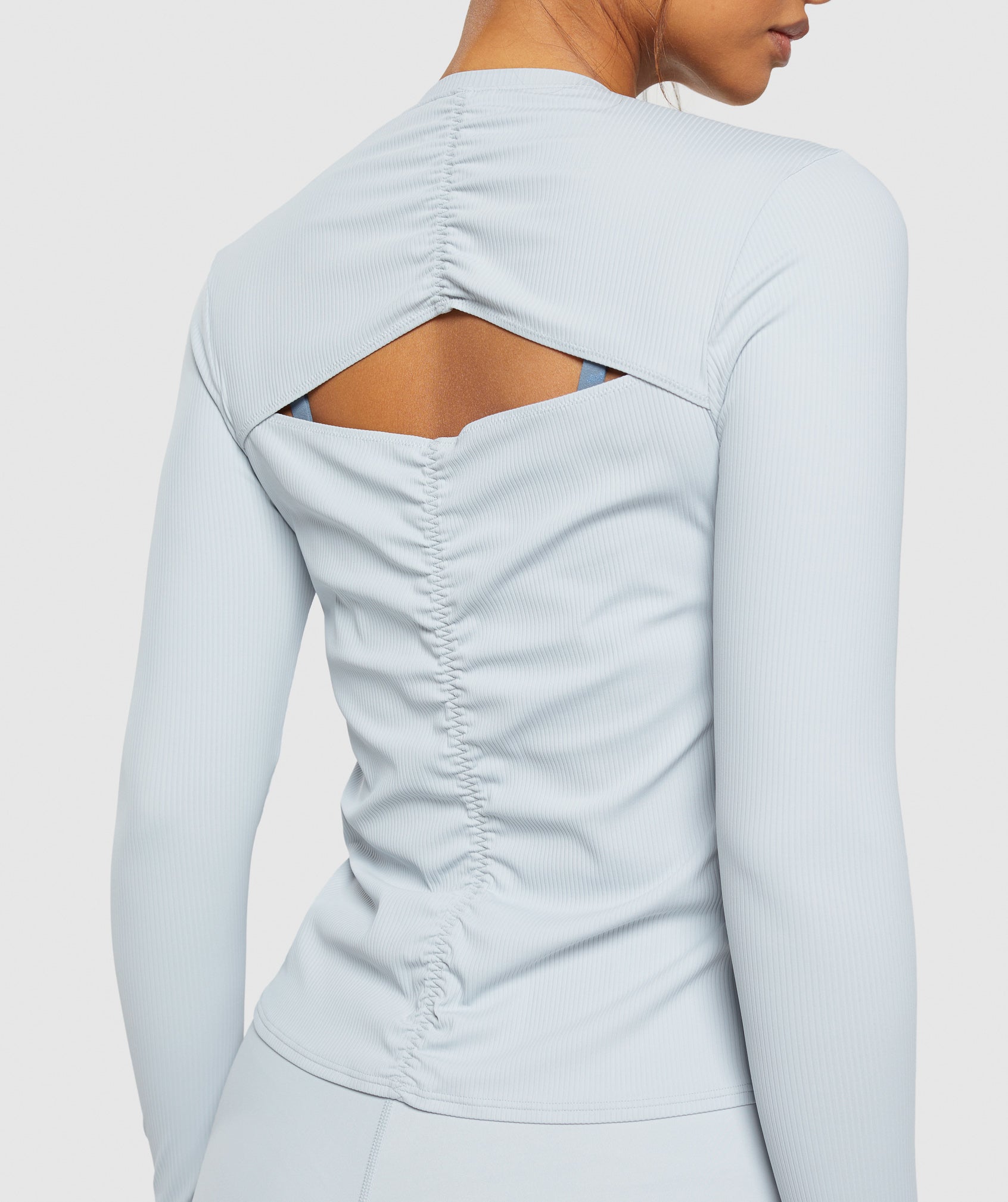 Gymshark Elevate Long Sleeve Ruched Top - Fresh Blue