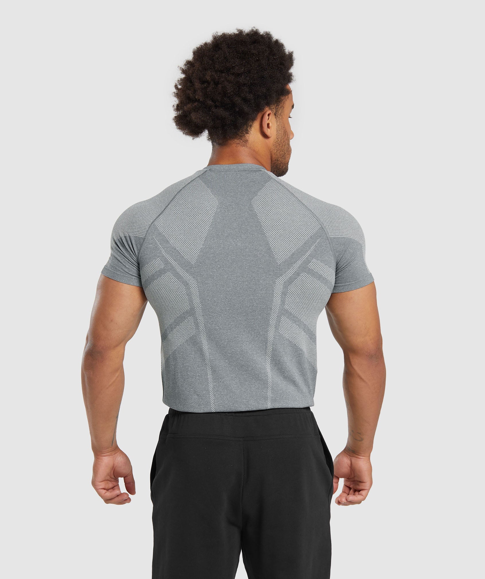 Gymshark Elite Seamless T-Shirt - Pitch Grey/Light Grey