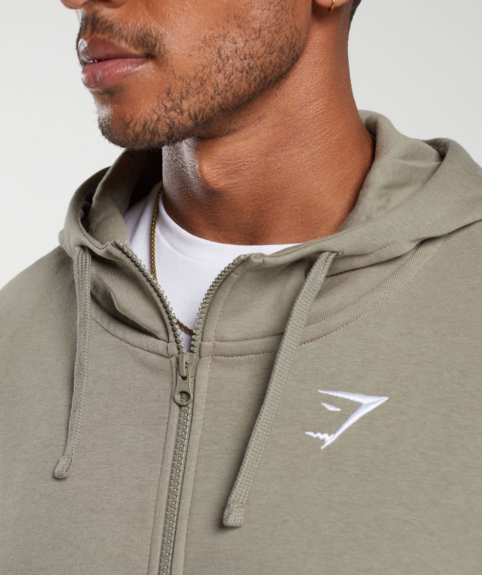 Crest Oversized Zip Up Hoodie in Linen Brown - view 6