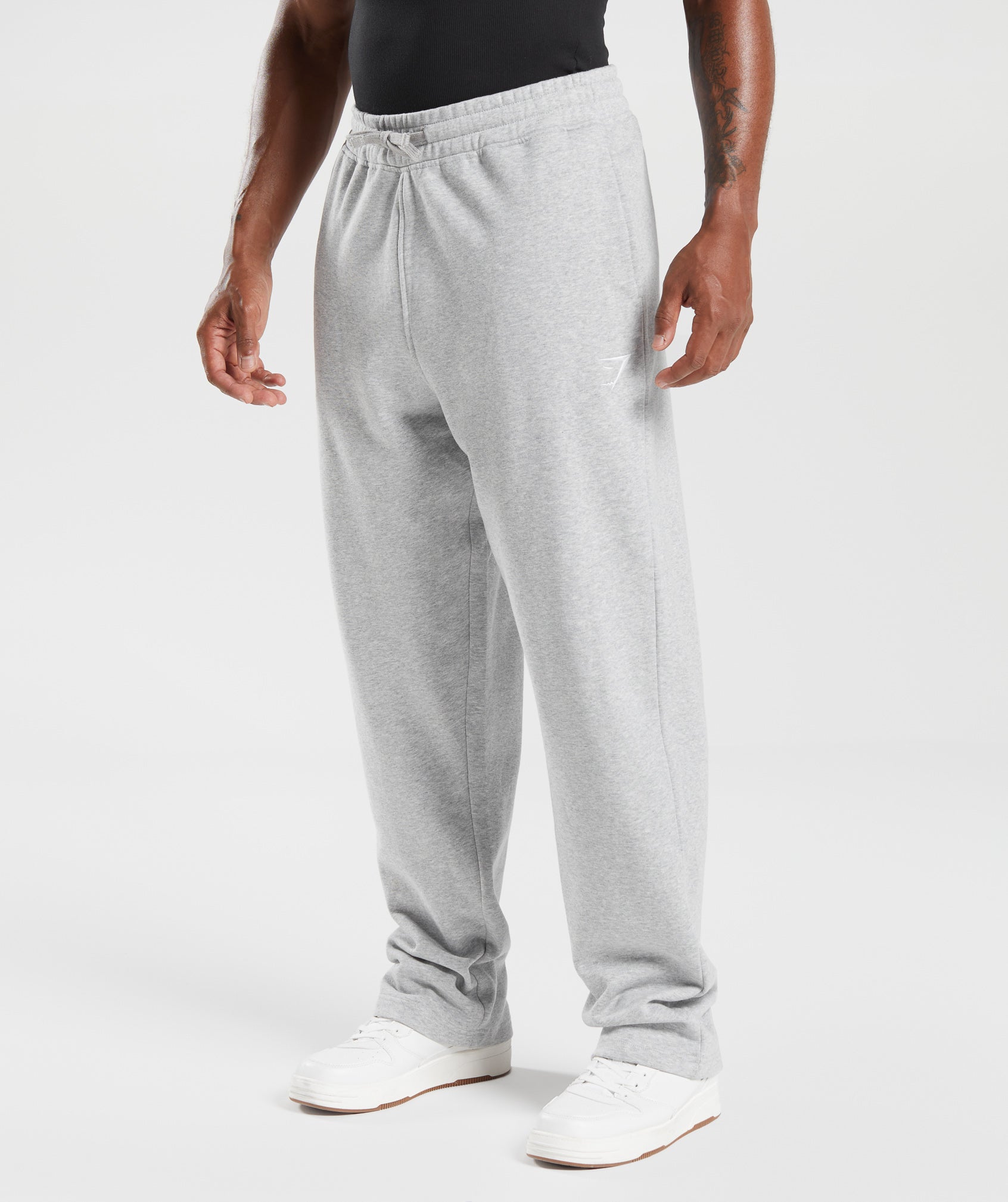 Gymshark Crest Straight Leg Joggers - Light Grey Marl