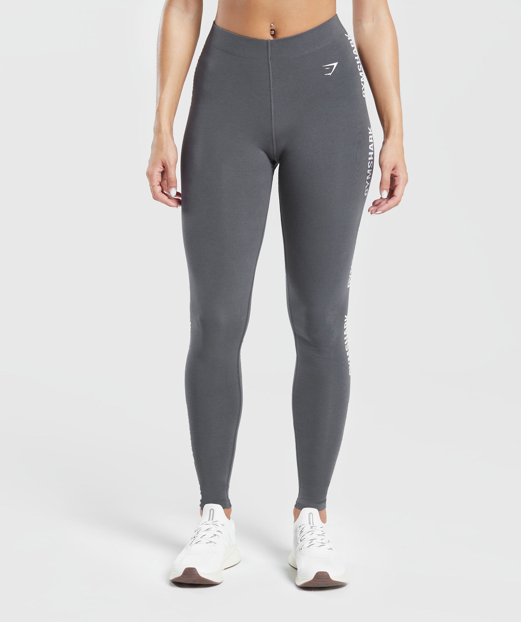 Gymshark Cotton Graphic Tape Leggings - Graphite Grey