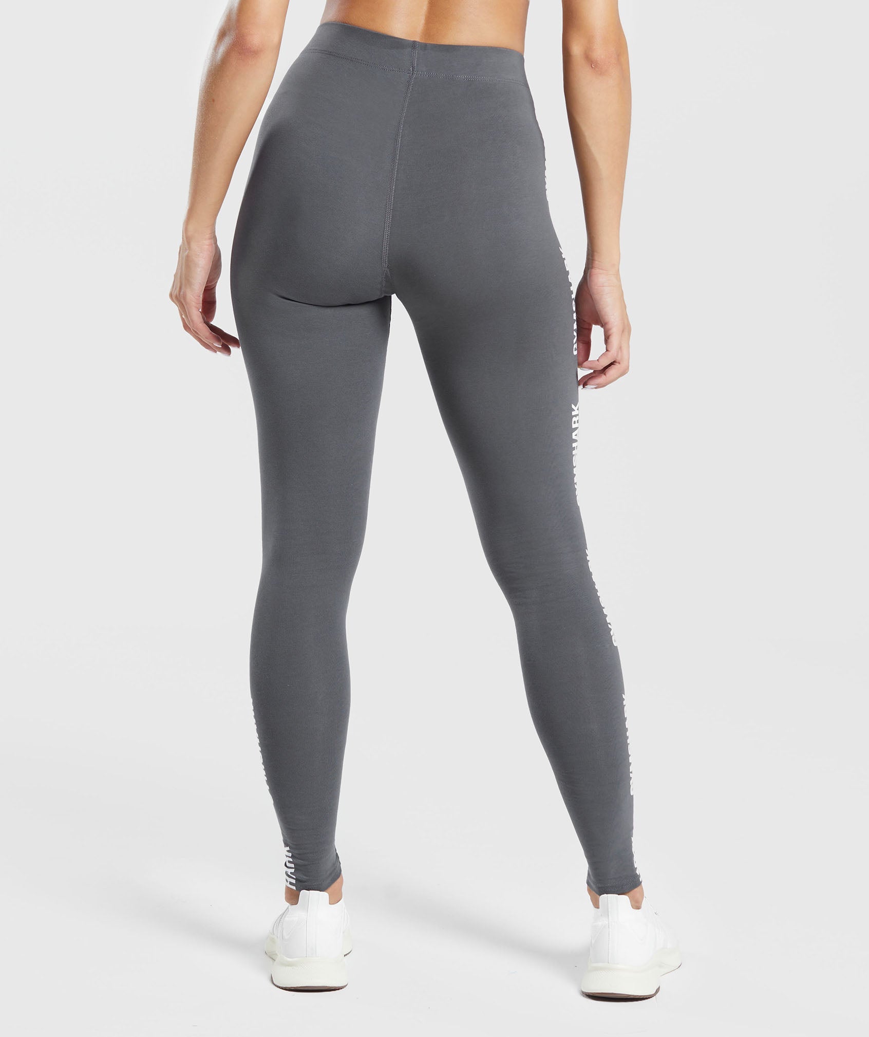 Gymshark Cotton Graphic Tape Leggings - Graphite Grey