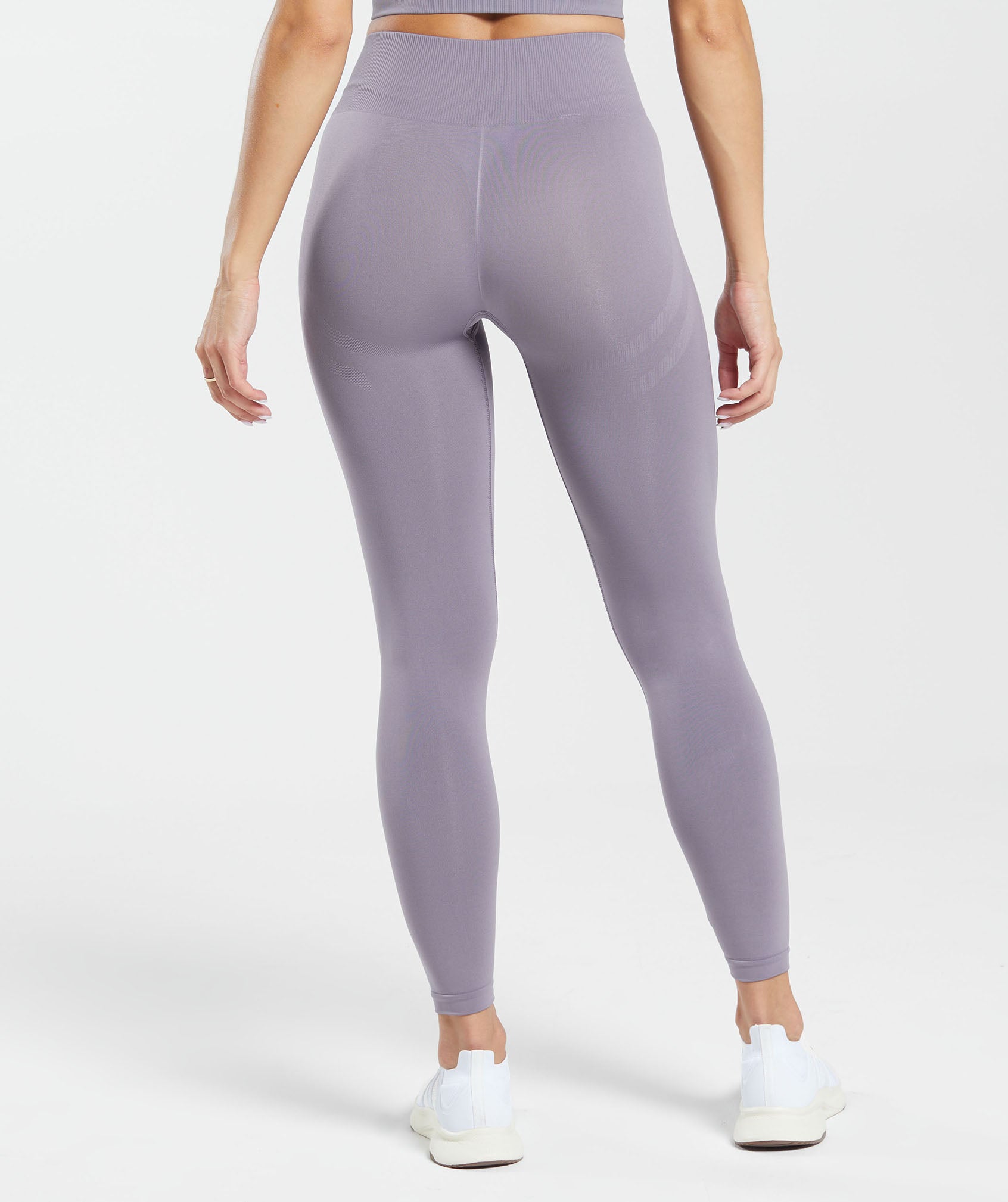 Gymshark Dry Leggings Women's Gray Purple Waistband Size Small S Full Leg