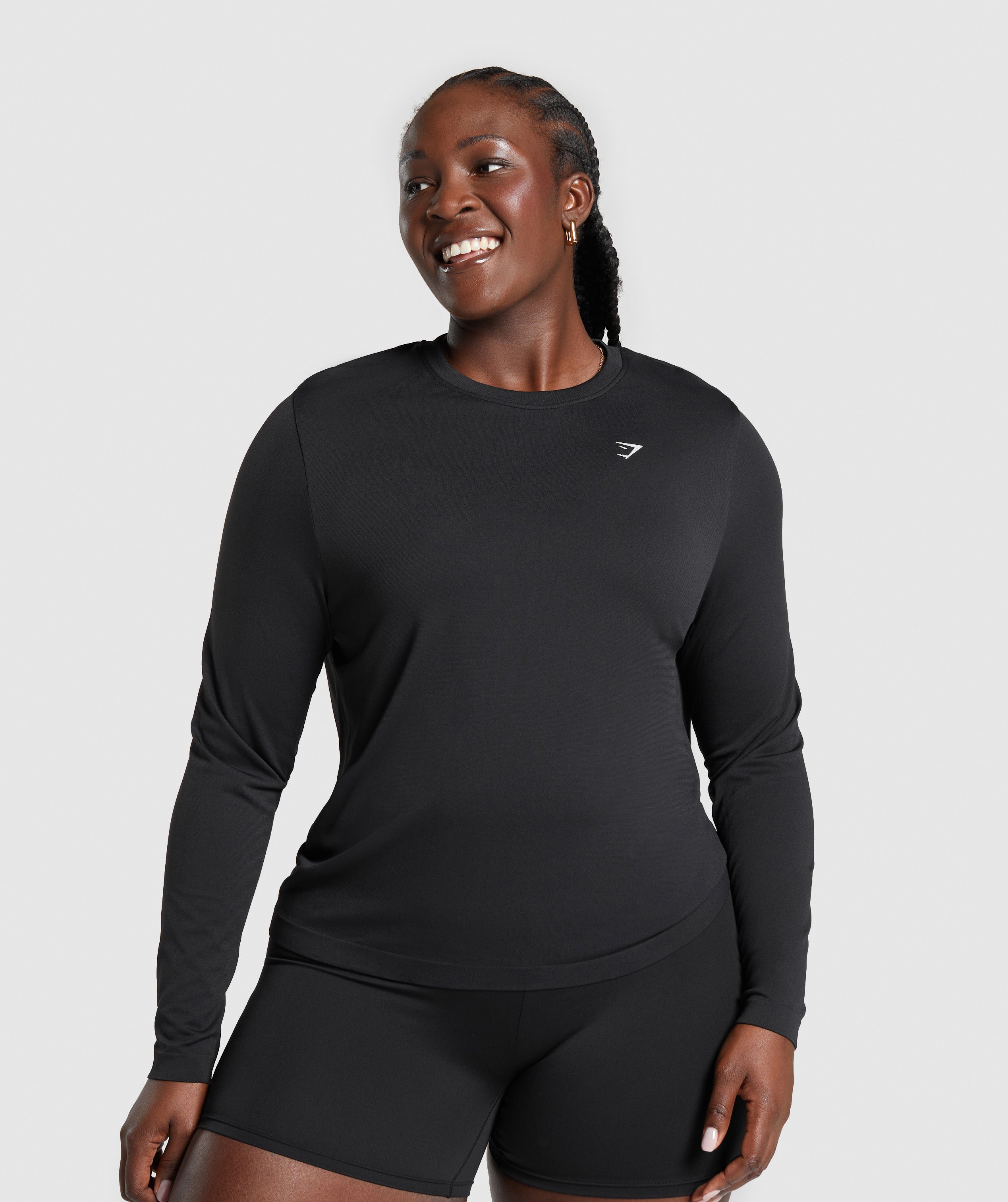 Everyday Seamless Long Sleeve Top in Black - view 3
