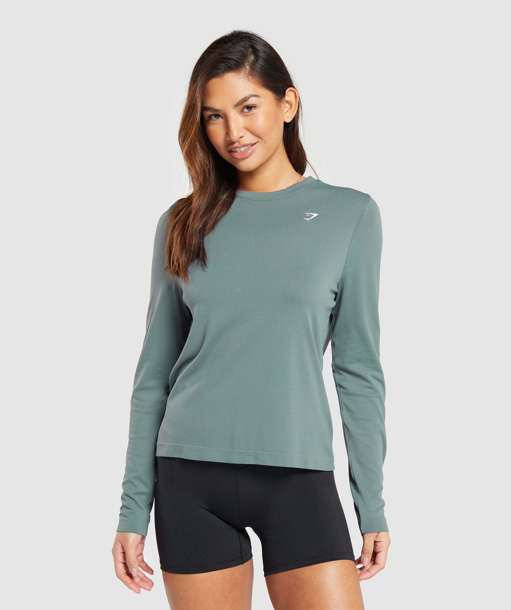 Gymshark Vital Seamless 2.0 Light Long Sleeve Top - Black Marl