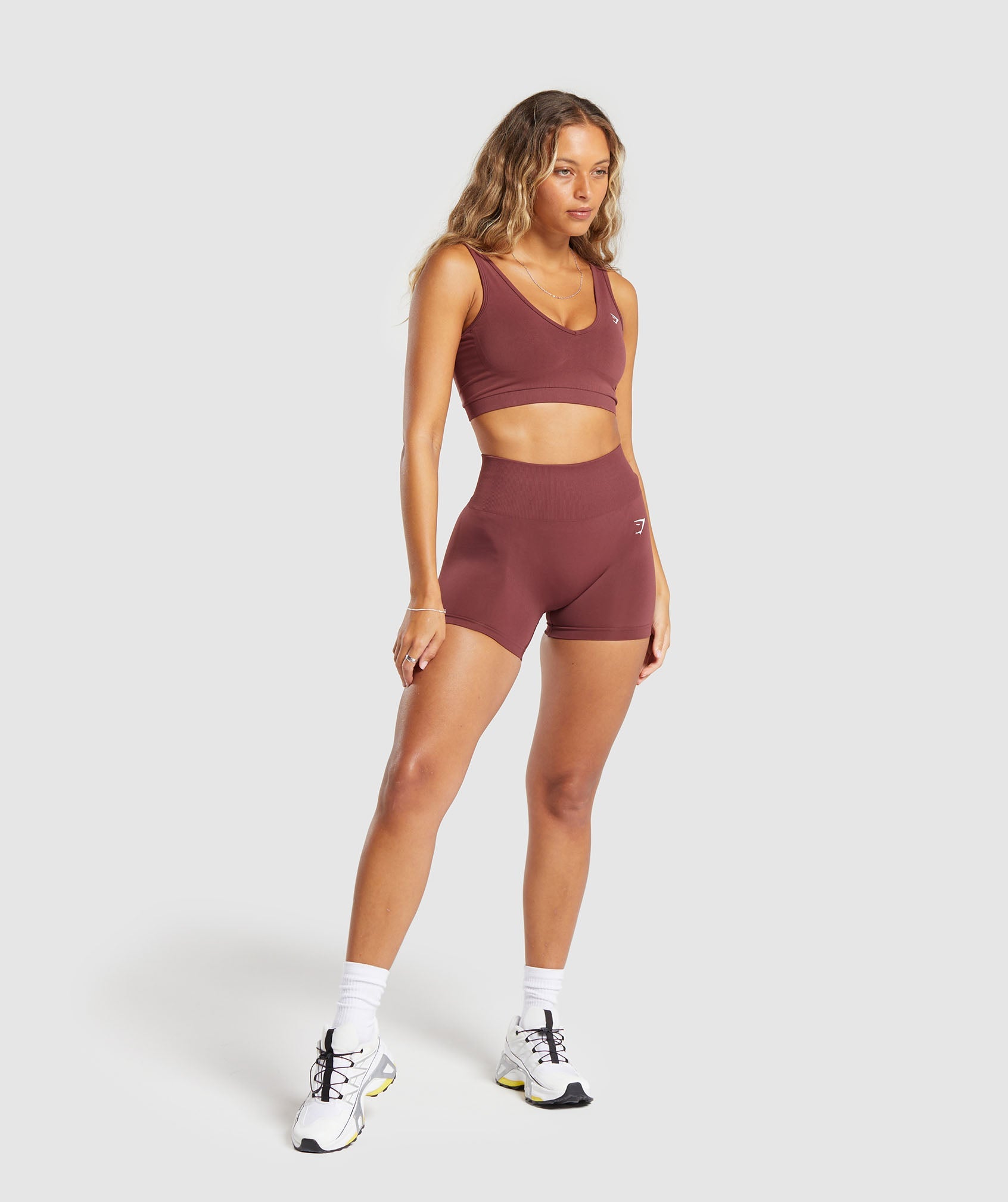 Everyday Seamless Shorts in Burgundy Brown - view 4