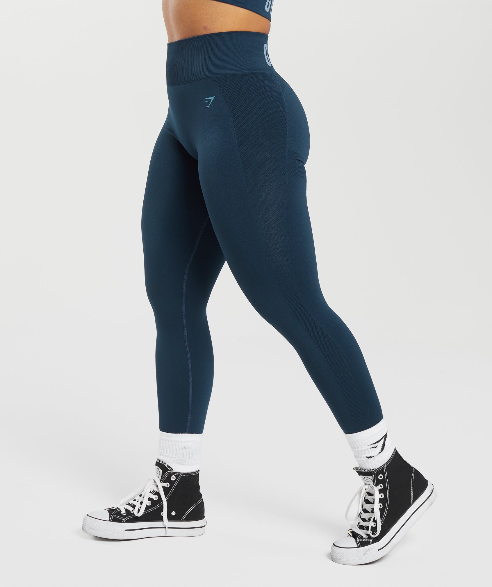 EUC Gymshark Flex High-waisted leggings, grey and blue, size small, high  rise