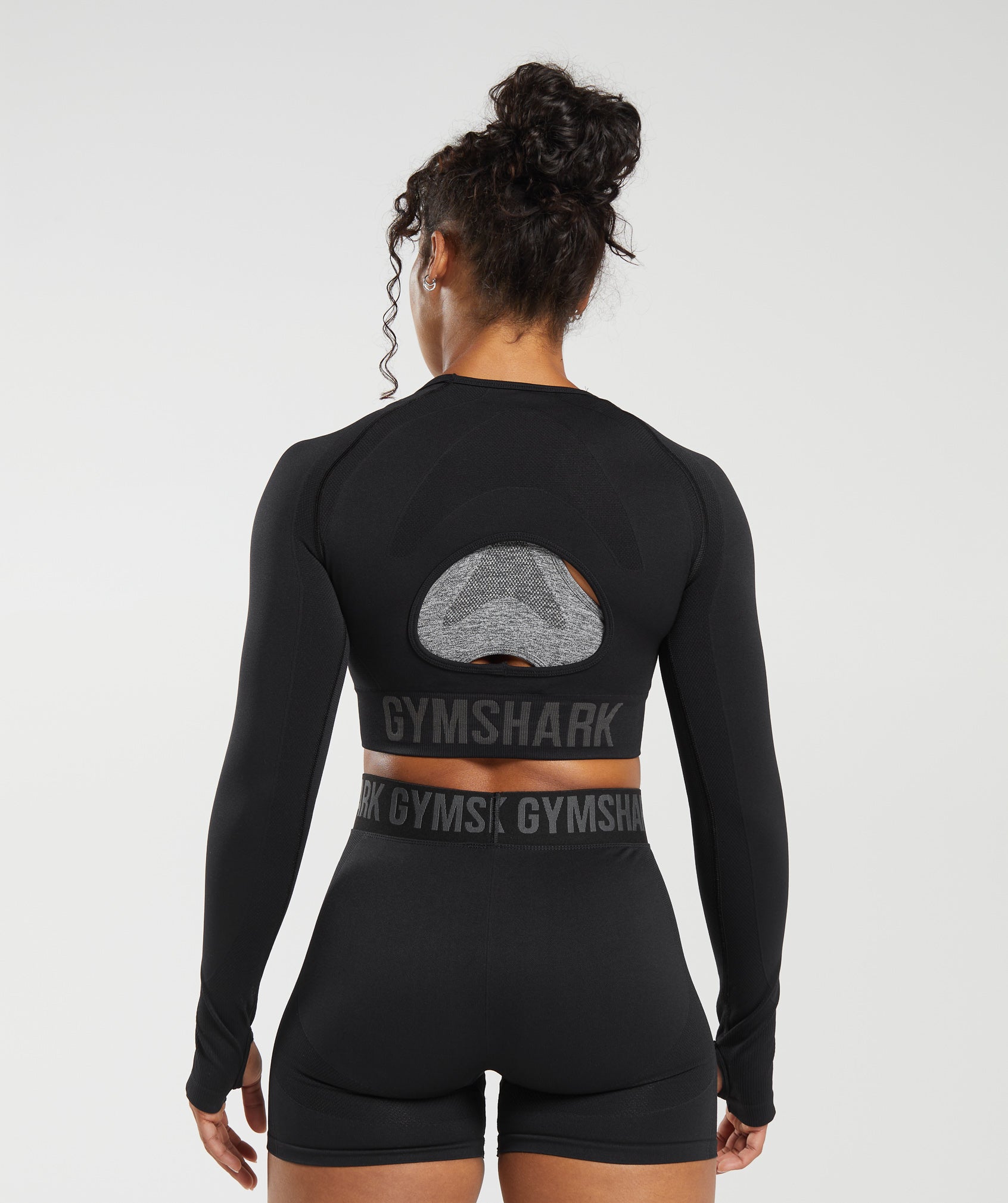 Gymshark Flex Sports Long Sleeve Crop Top - Charcoal Marl/teal from Gymshark  on 21 Buttons