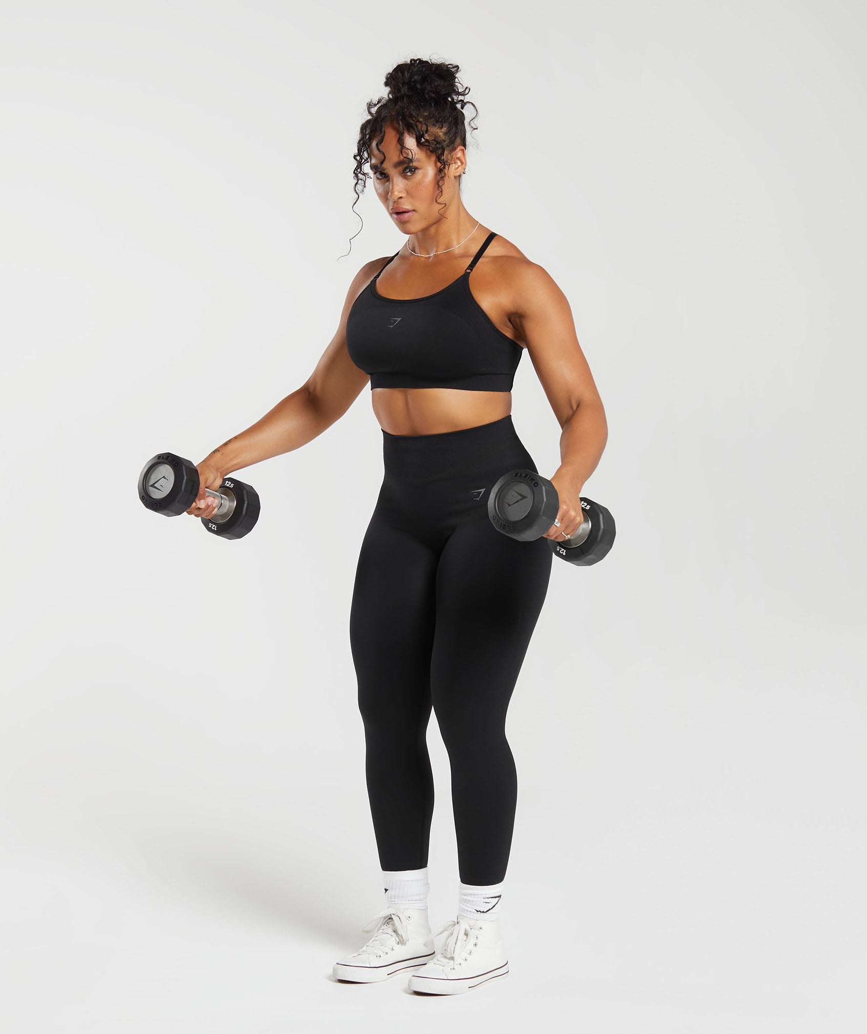 Gymshark Women's Flex Strappy Sports Bra Charcoal Black Sz Medium for sale  online