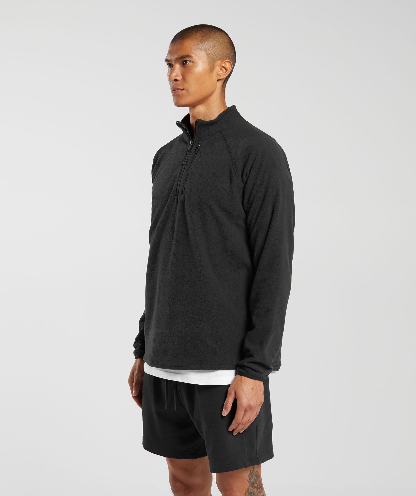 Fleece 1/4 Zip in Black - view 3